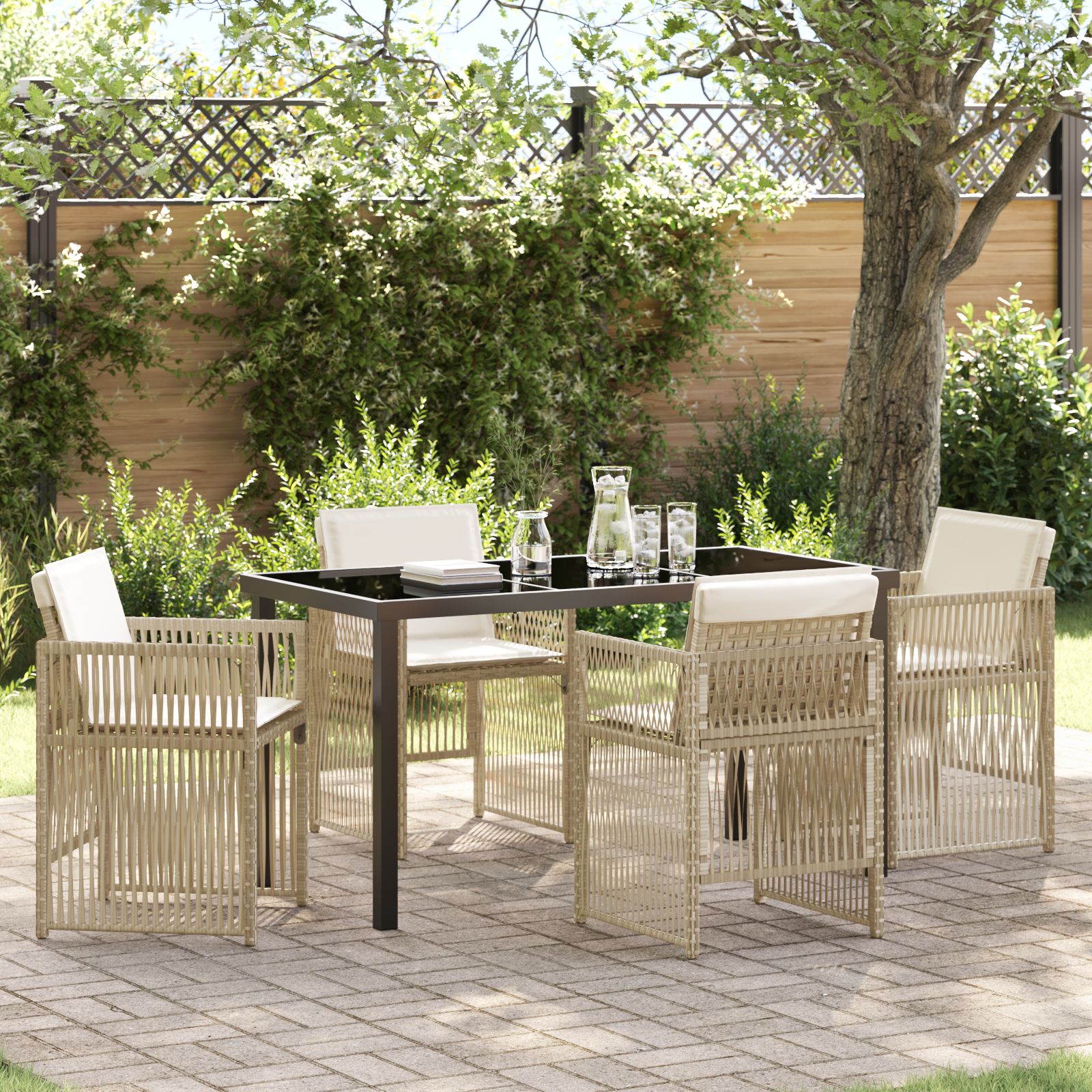 Hage Spisegruppe 5 pcs Beige Poly rattan