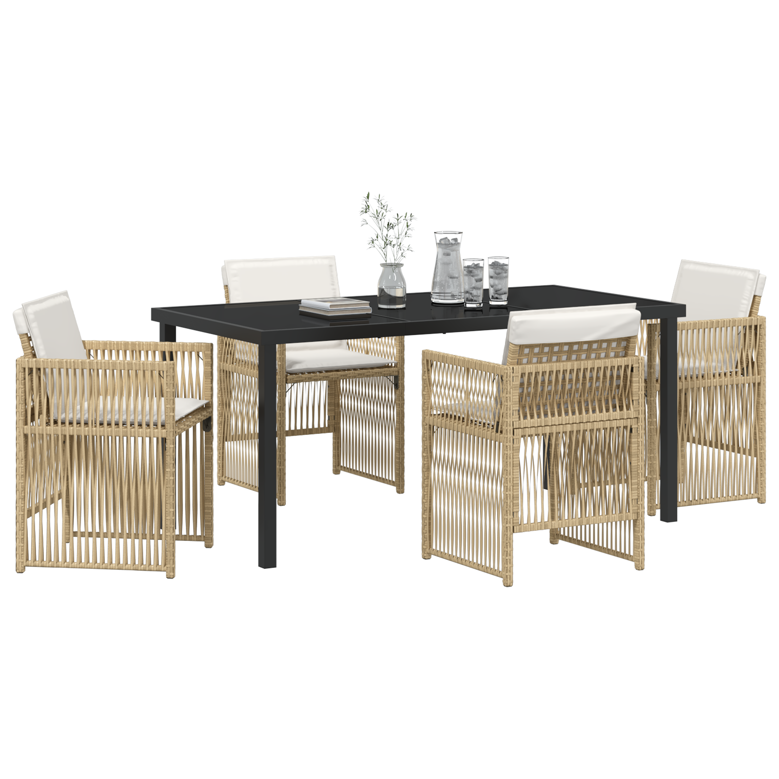 Hage Spisegruppe 5 pcs Beige Poly rattan