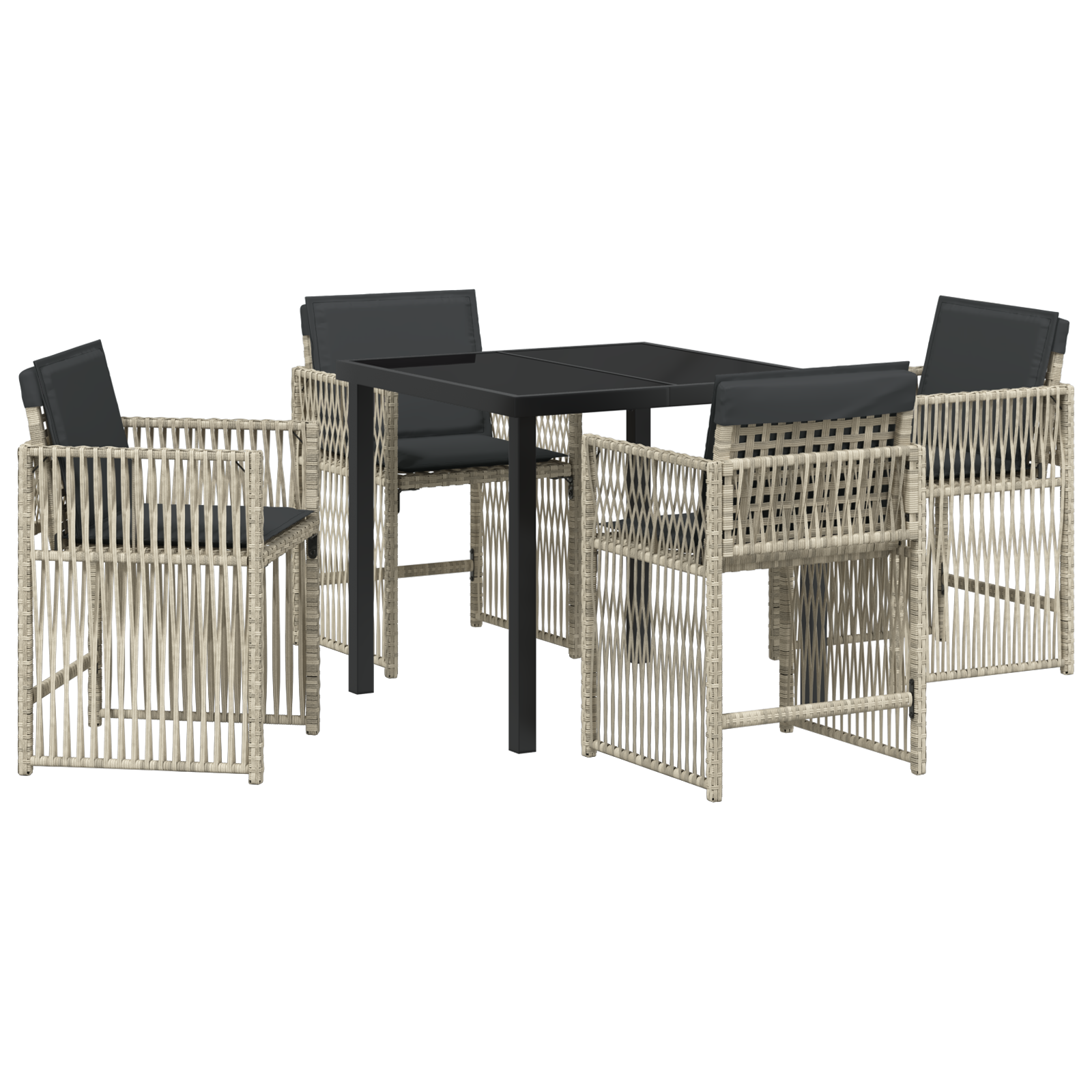 Hage Spisegruppe 5 pcs Lysegrå Poly rattan