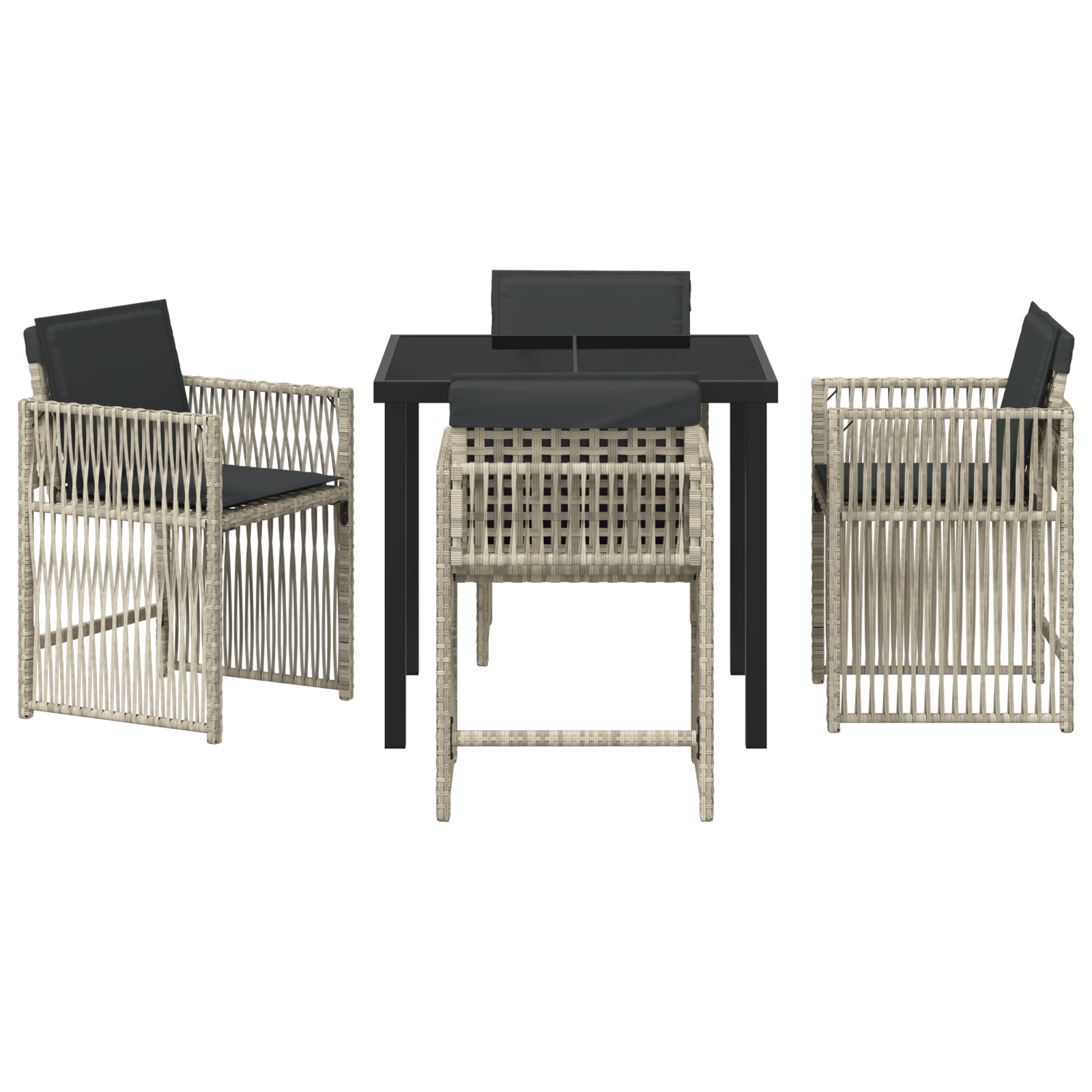 Hage Spisegruppe 5 pcs Lysegrå Poly rattan