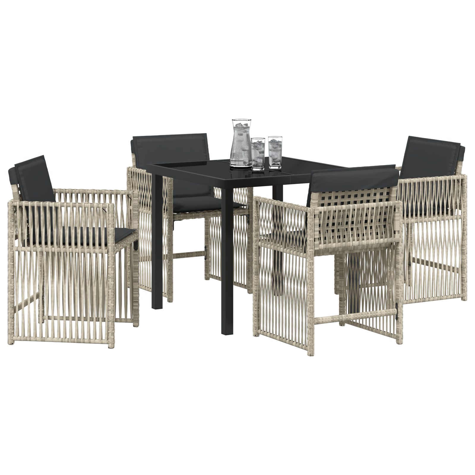 Hage Spisegruppe 5 pcs Lysegrå Poly rattan
