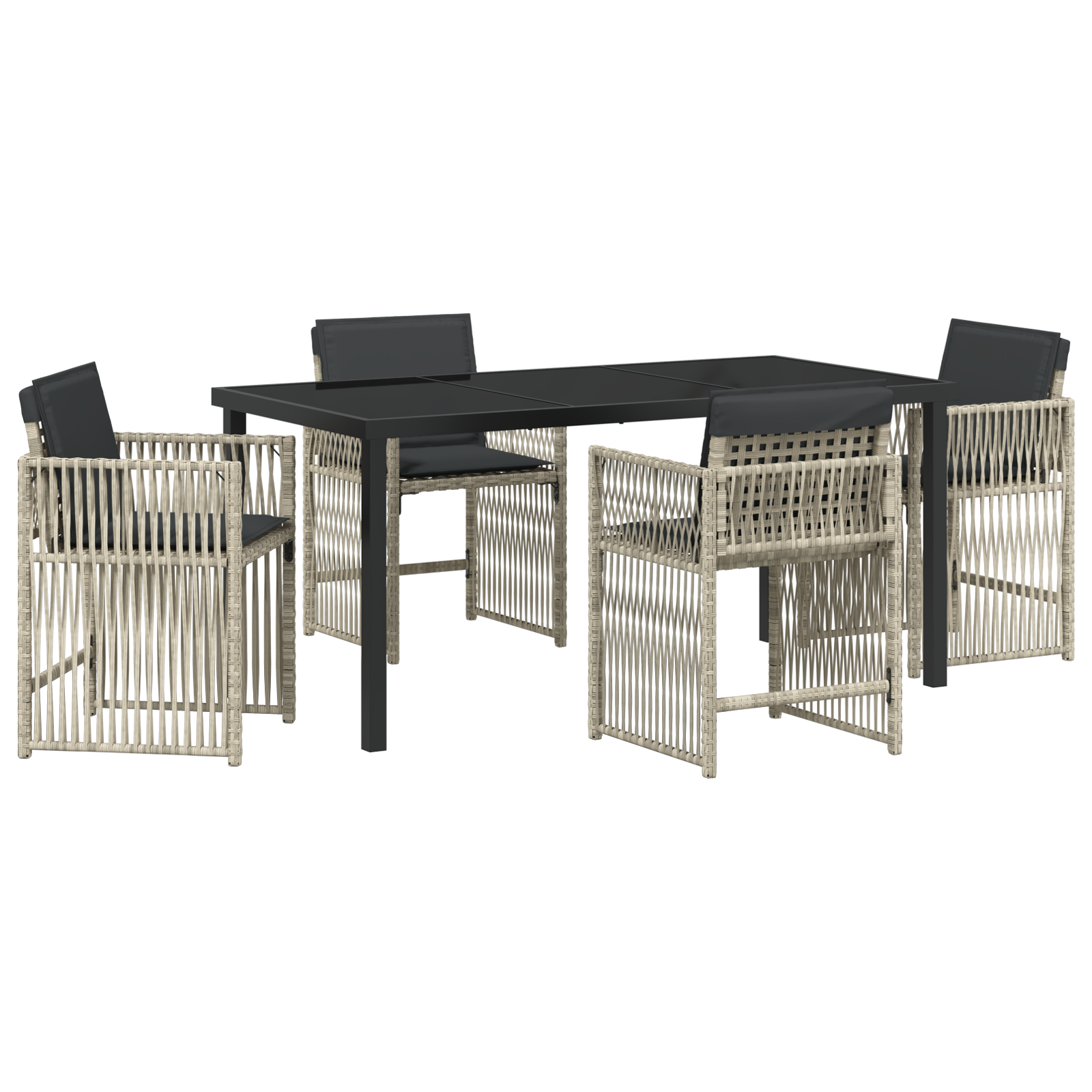 Hage Spisegruppe 5 pcs Lysegrå Poly rattan