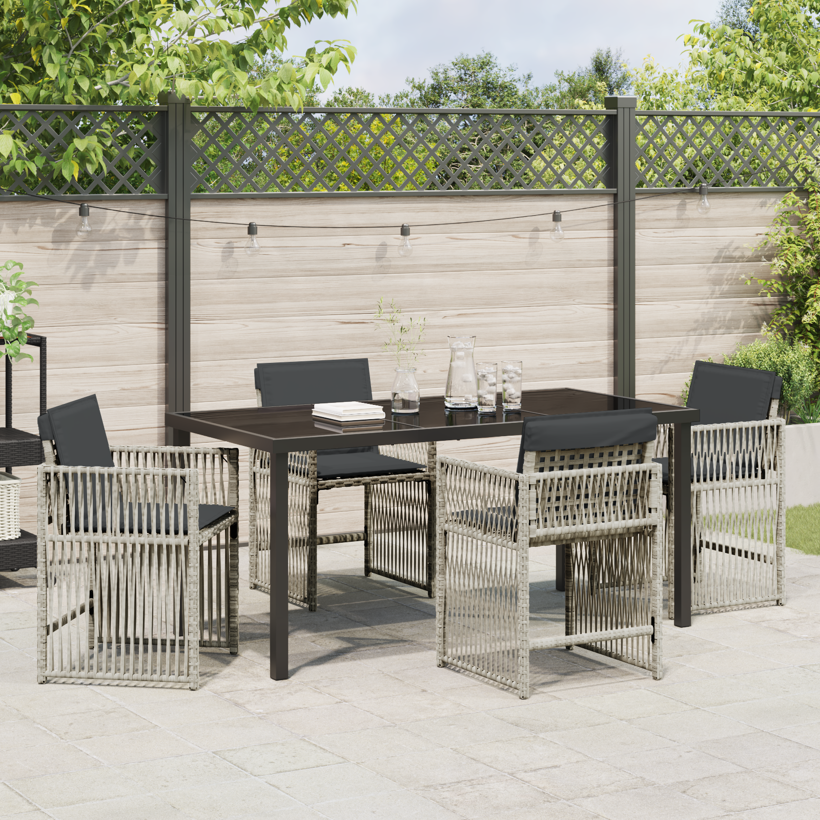 Hage Spisegruppe 5 pcs Lysegrå Poly rattan