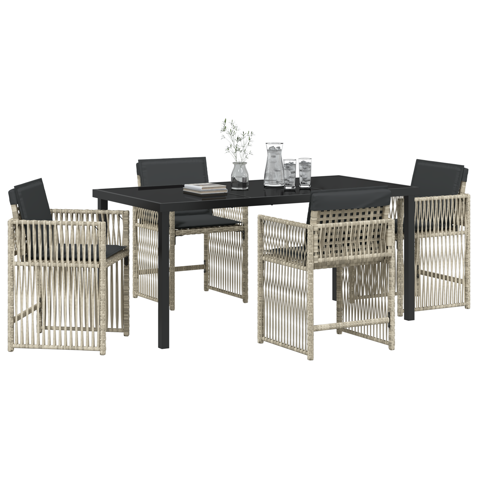 Hage Spisegruppe 5 pcs Lysegrå Poly rattan