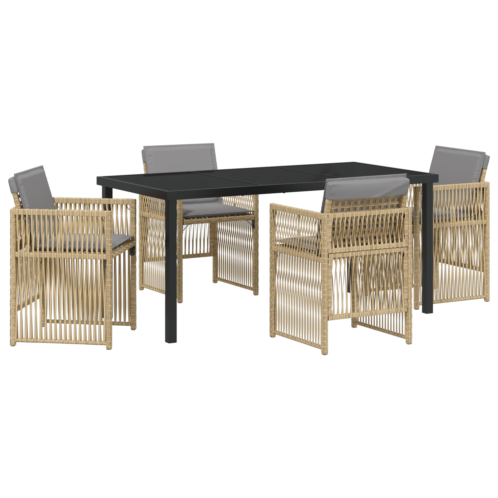 Hage Spisegruppe 5 pcs Beige Poly rattan