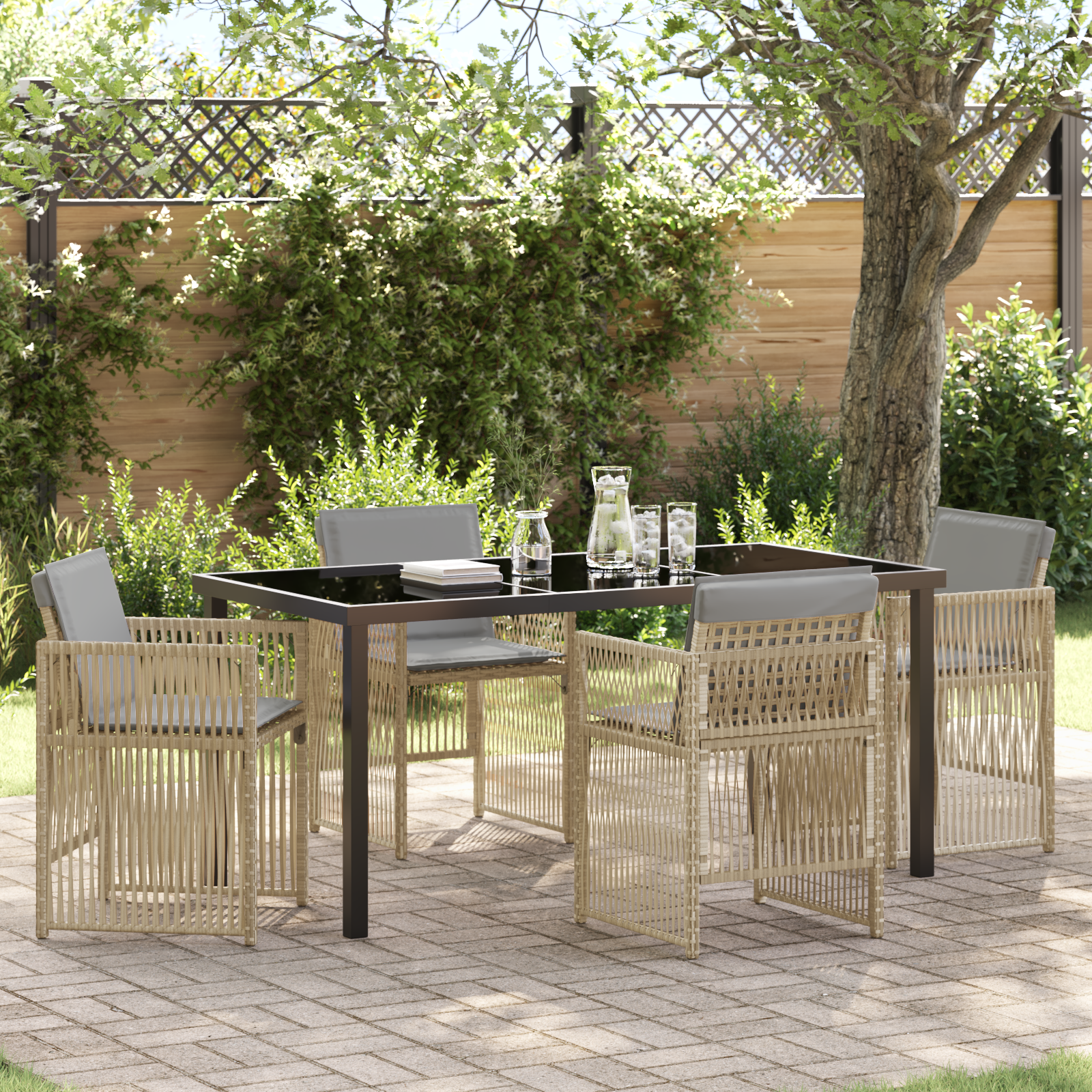 Hage Spisegruppe 5 pcs Beige Poly rattan