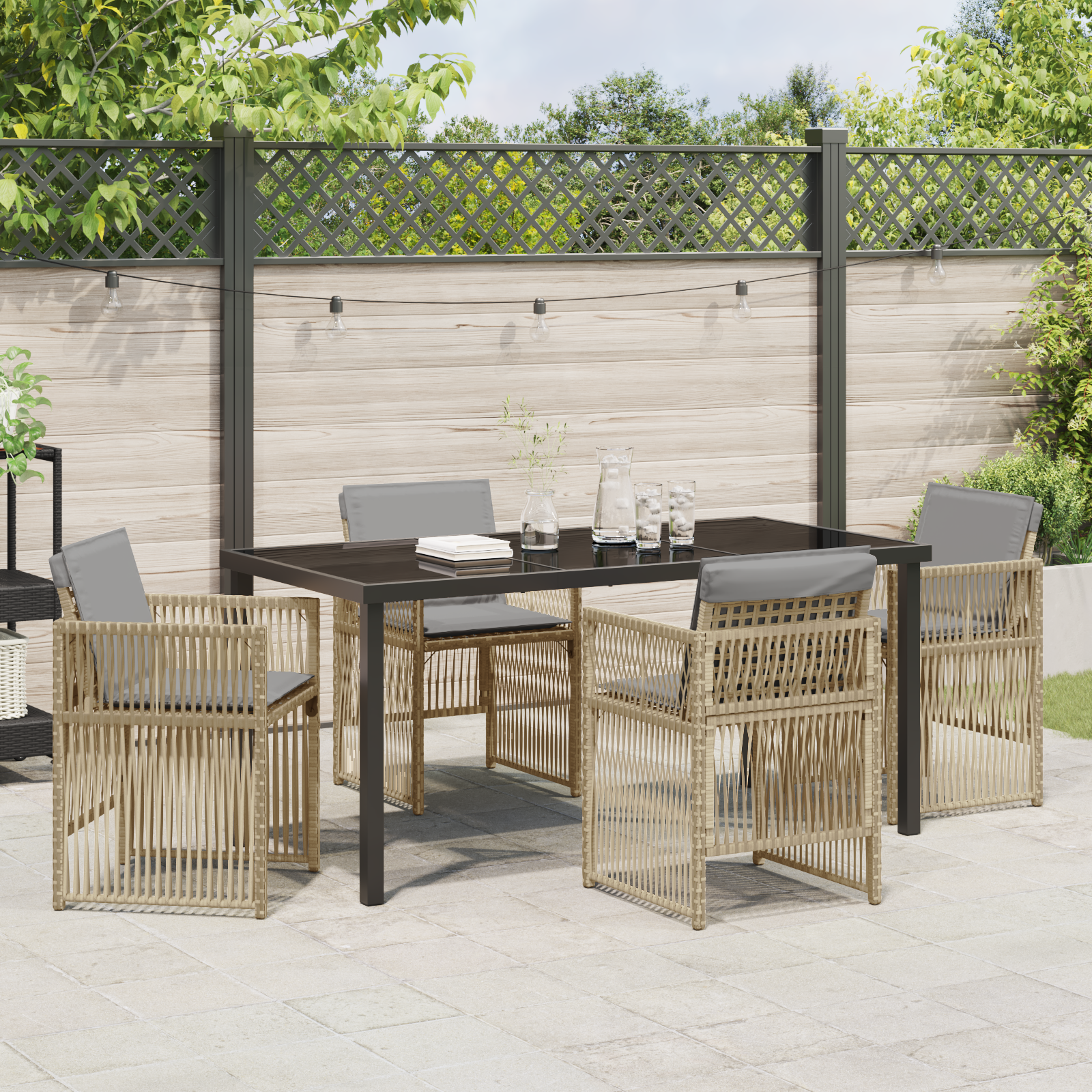 Hage Spisegruppe 5 pcs Beige Poly rattan