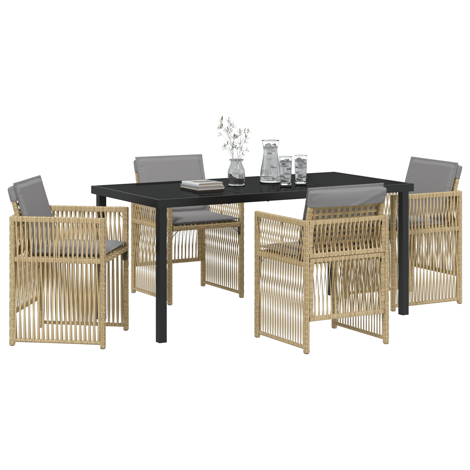Hage Spisegruppe 5 pcs Beige Poly rattan