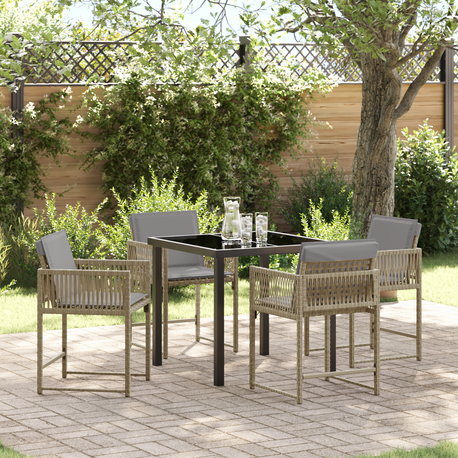Hage Spisegruppe 5 pcs Beige polyrotting