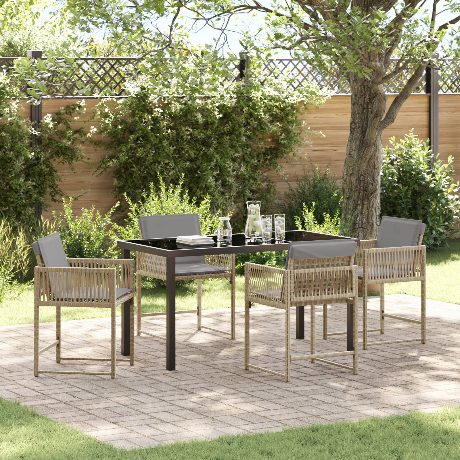 Hage Spisegruppe 5 pcs Beige polyrotting
