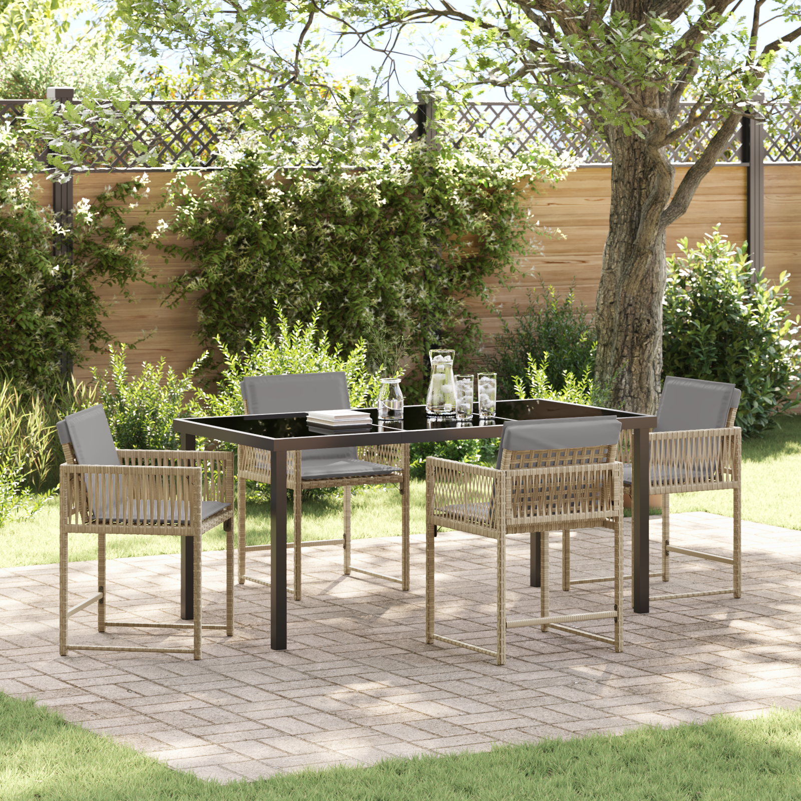 Hage Spisegruppe 5 pcs Beige polyrotting