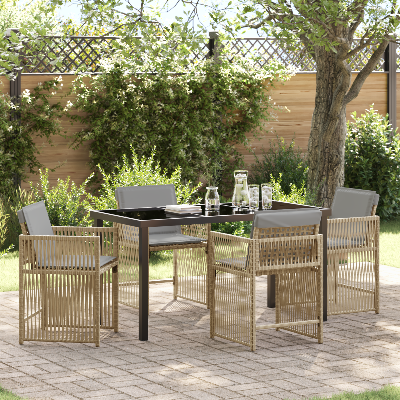 Hage Spisegruppe 5 pcs Beige polyrotting