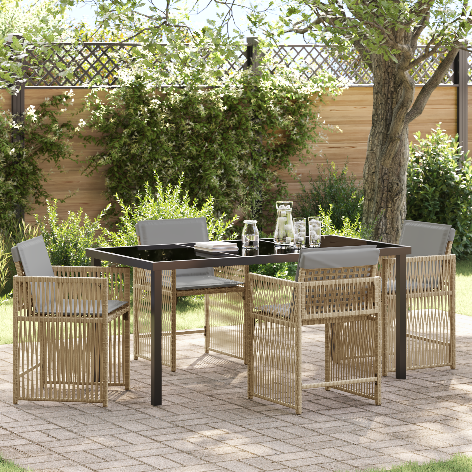 Hage Spisegruppe 5 pcs Beige polyrotting