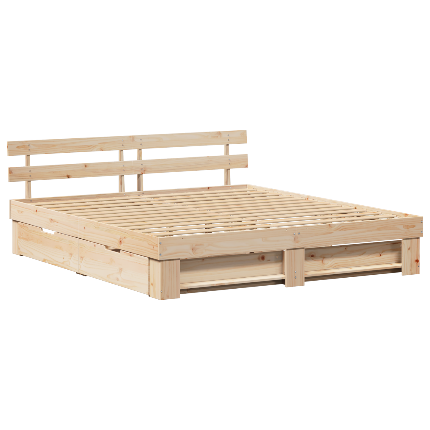 Sengestamme med hodegjerde Brun 200 x 200 cm Massiv furu