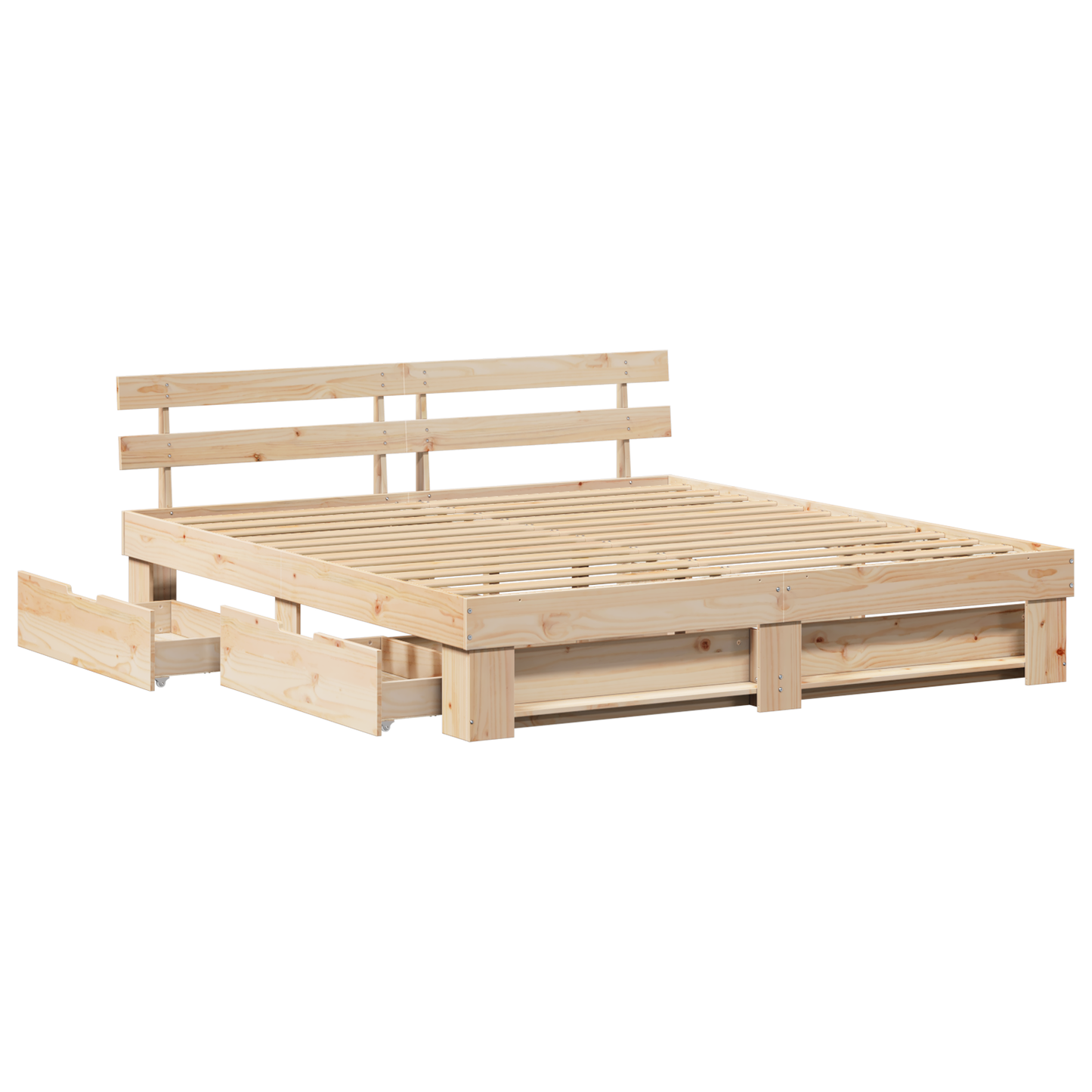 Sengestamme med hodegjerde Brun 200 x 200 cm Massiv furu
