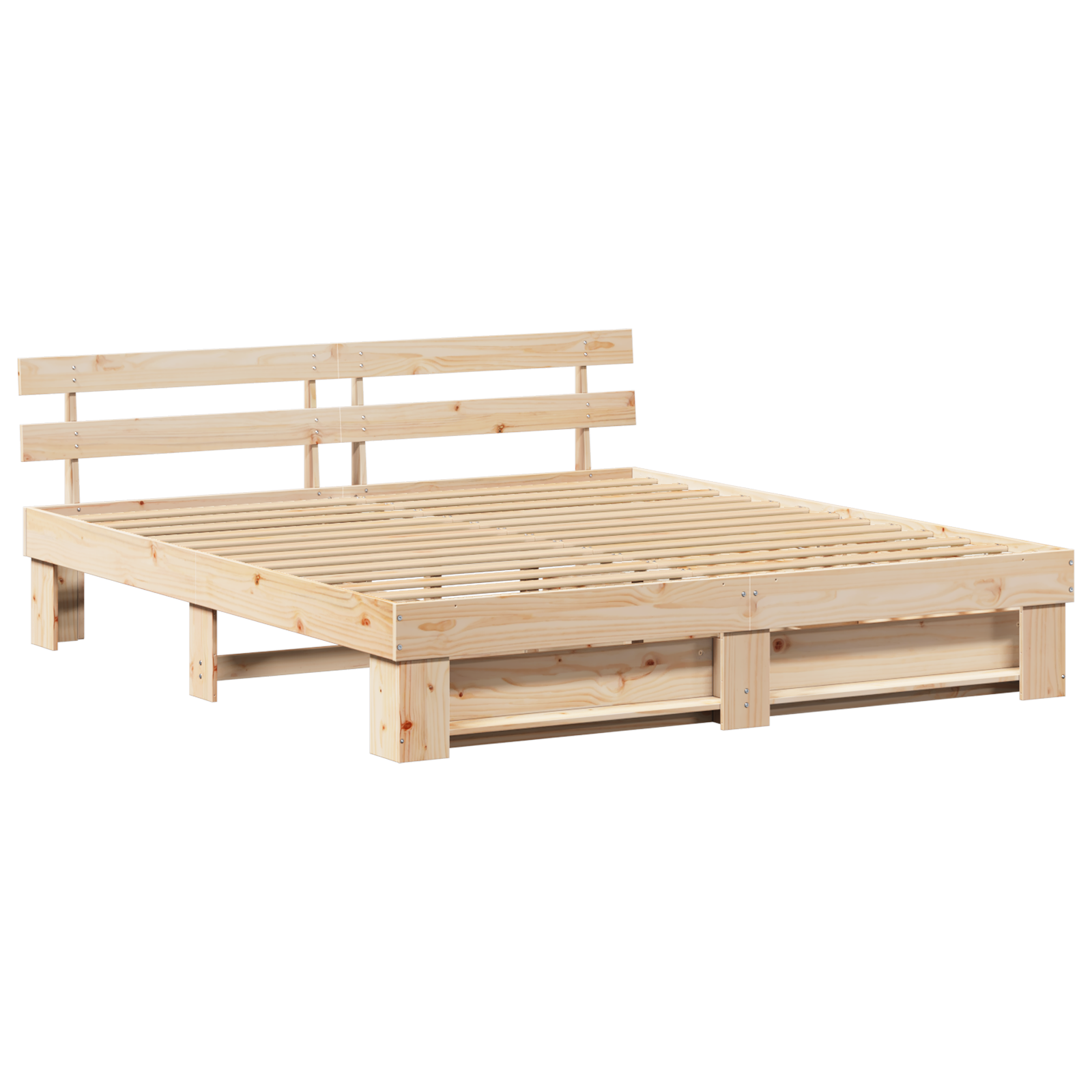 Sengestamme med hodegjerde Brun 200 x 200 cm Massiv furu