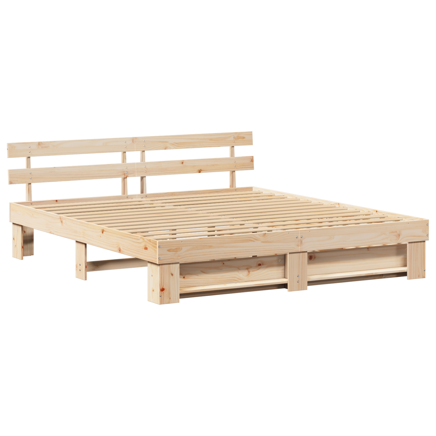Sengestamme med hodegjerde Brun 200 x 200 cm Massiv furu