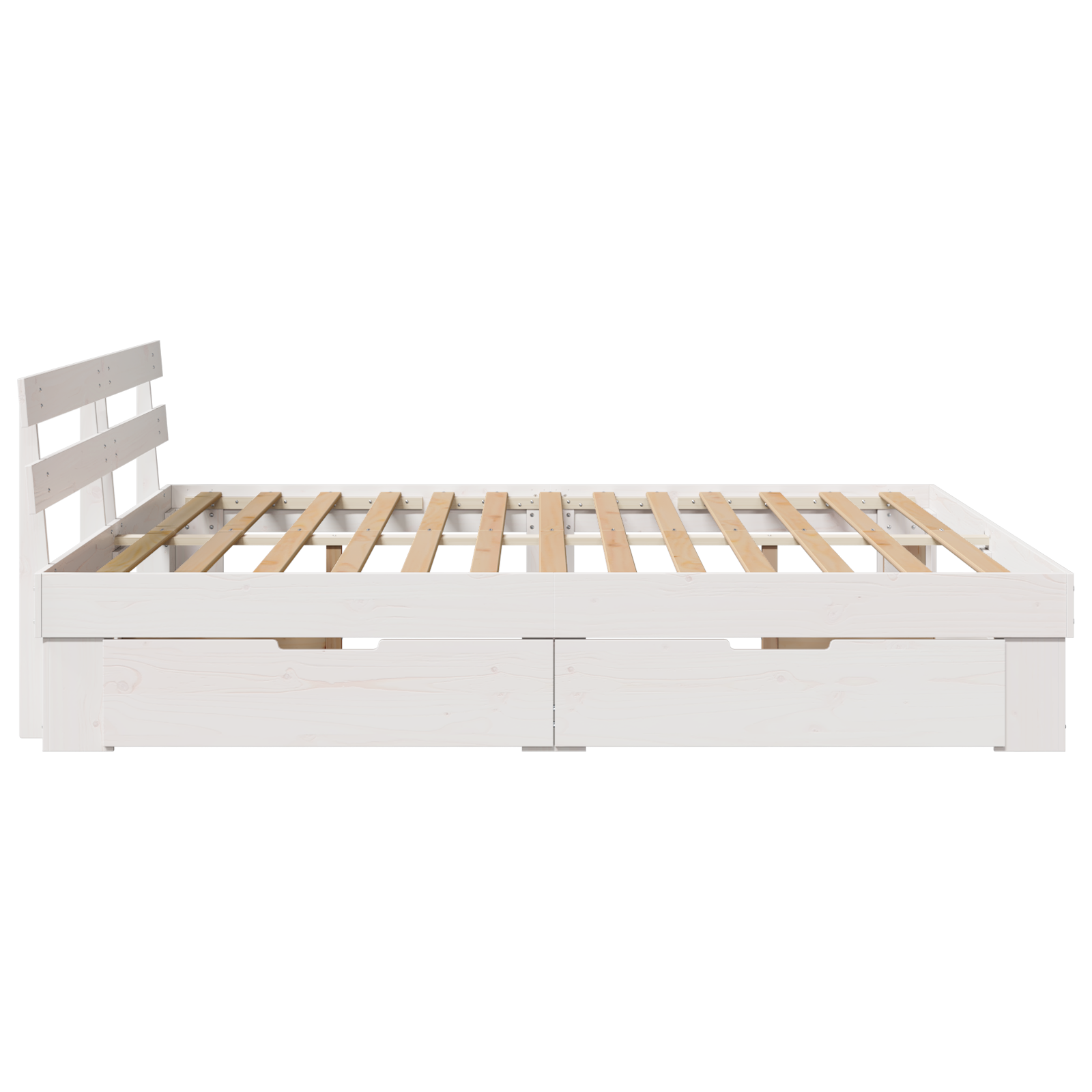 Sengestamme med hodegjerde Hvit 200 x 200 cm Massiv furu