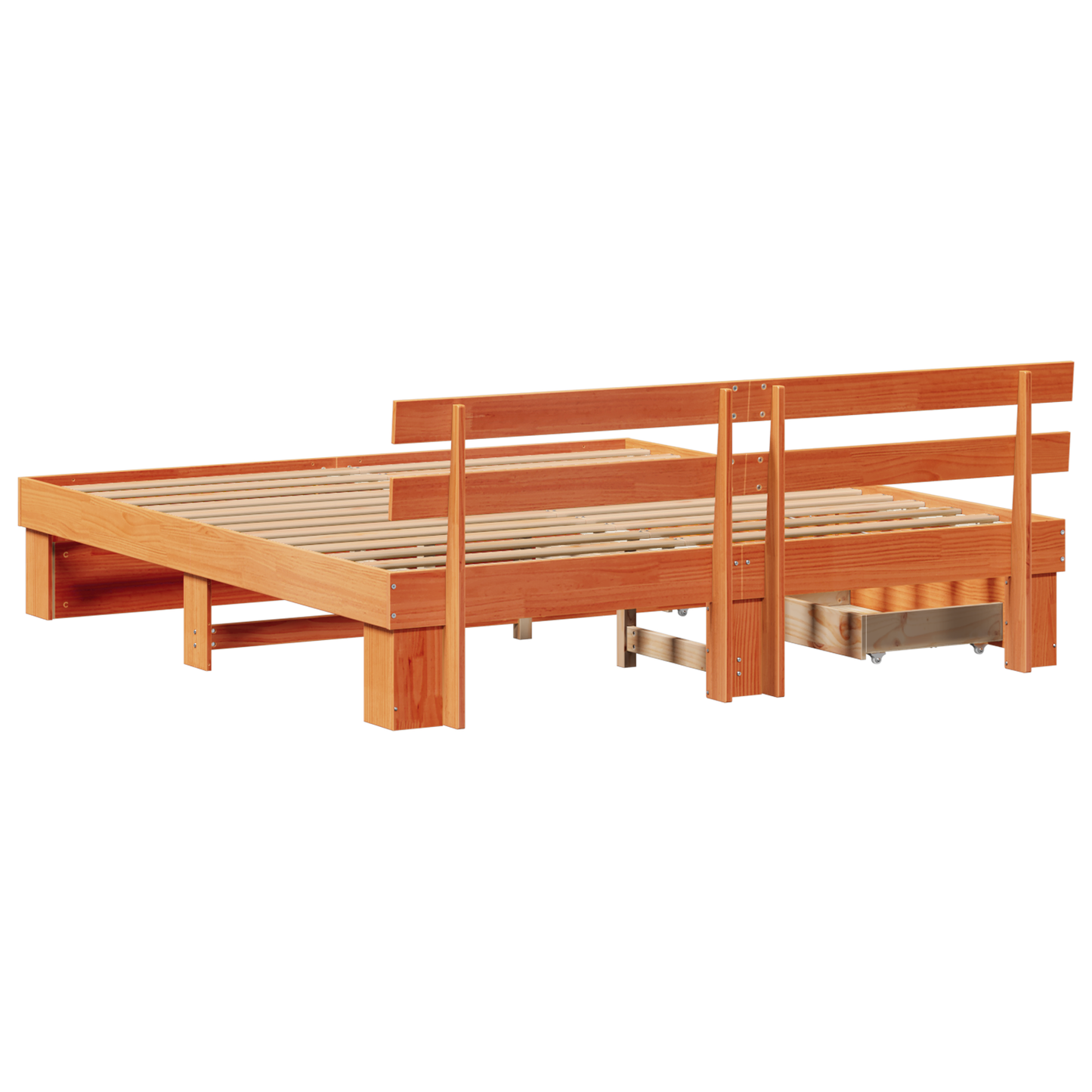 Sengestamme med hodegjerde Vokset Brun 200 x 200 cm Massiv furu