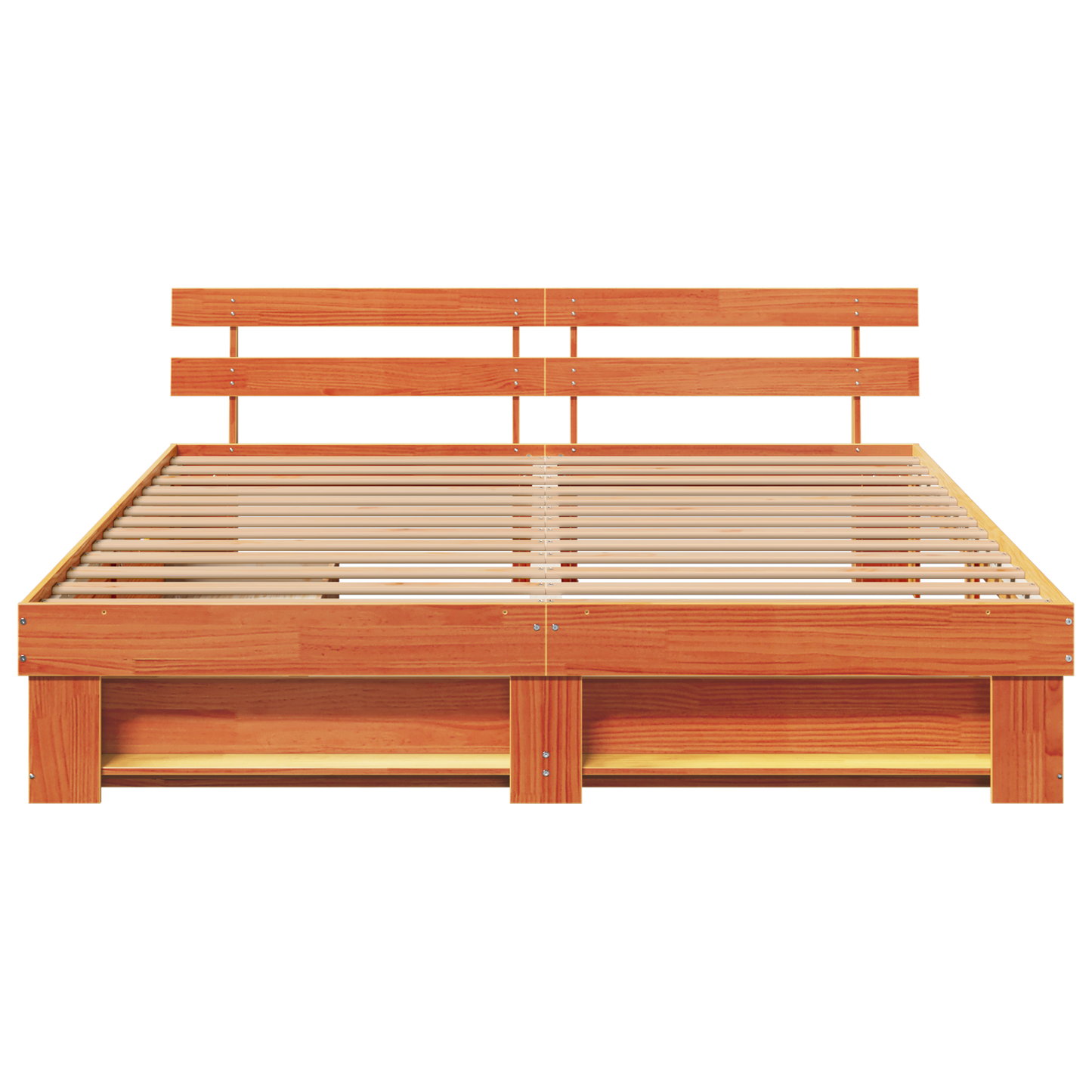 Sengestamme med hodegjerde Vokset Brun 200 x 200 cm Massiv furu