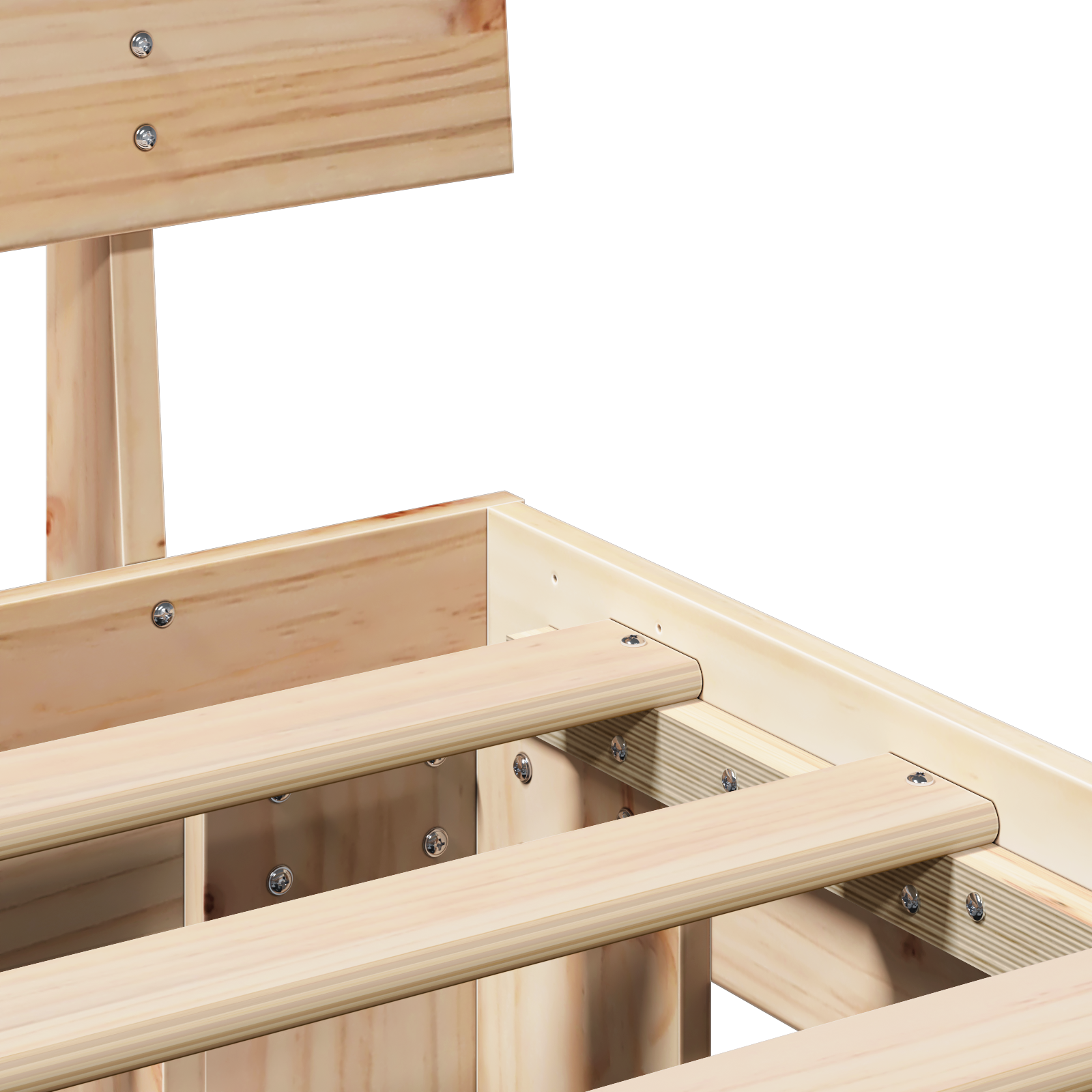 Sengestamme med hodegjerde Brun 180 x 200 cm Massiv furu