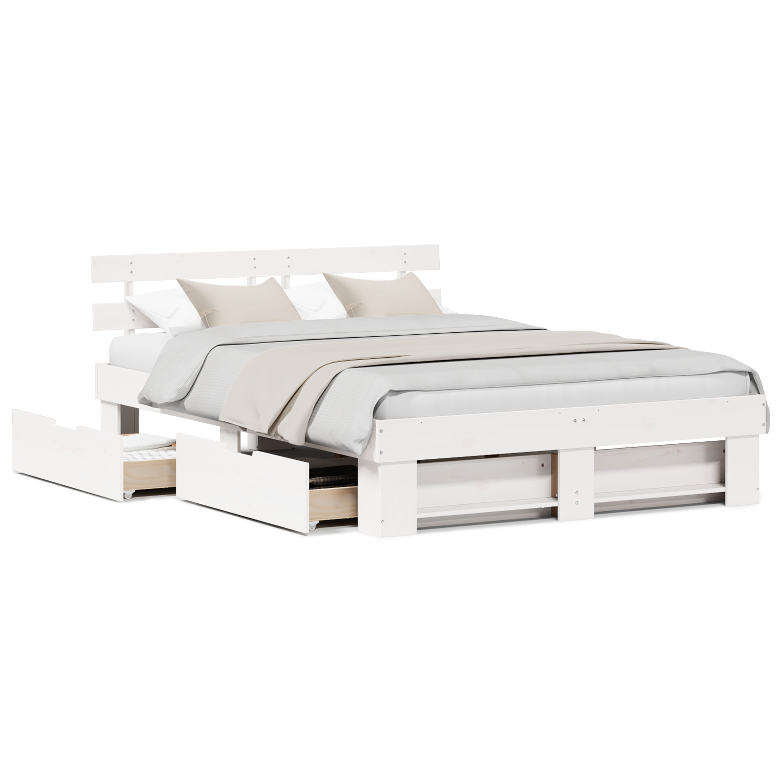 Sengestamme med hodegjerde Hvit 160 x 200 cm Massiv furu