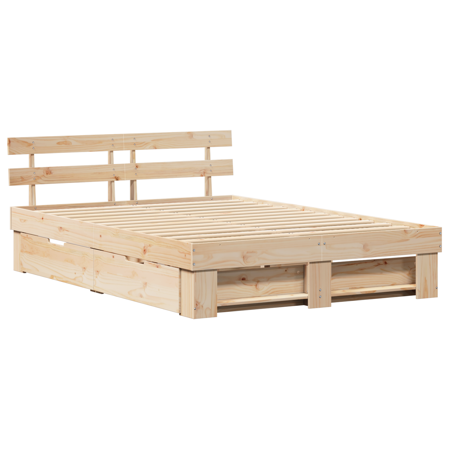 Sengestamme med hodegjerde Brun 150 x 200 cm Massiv furu