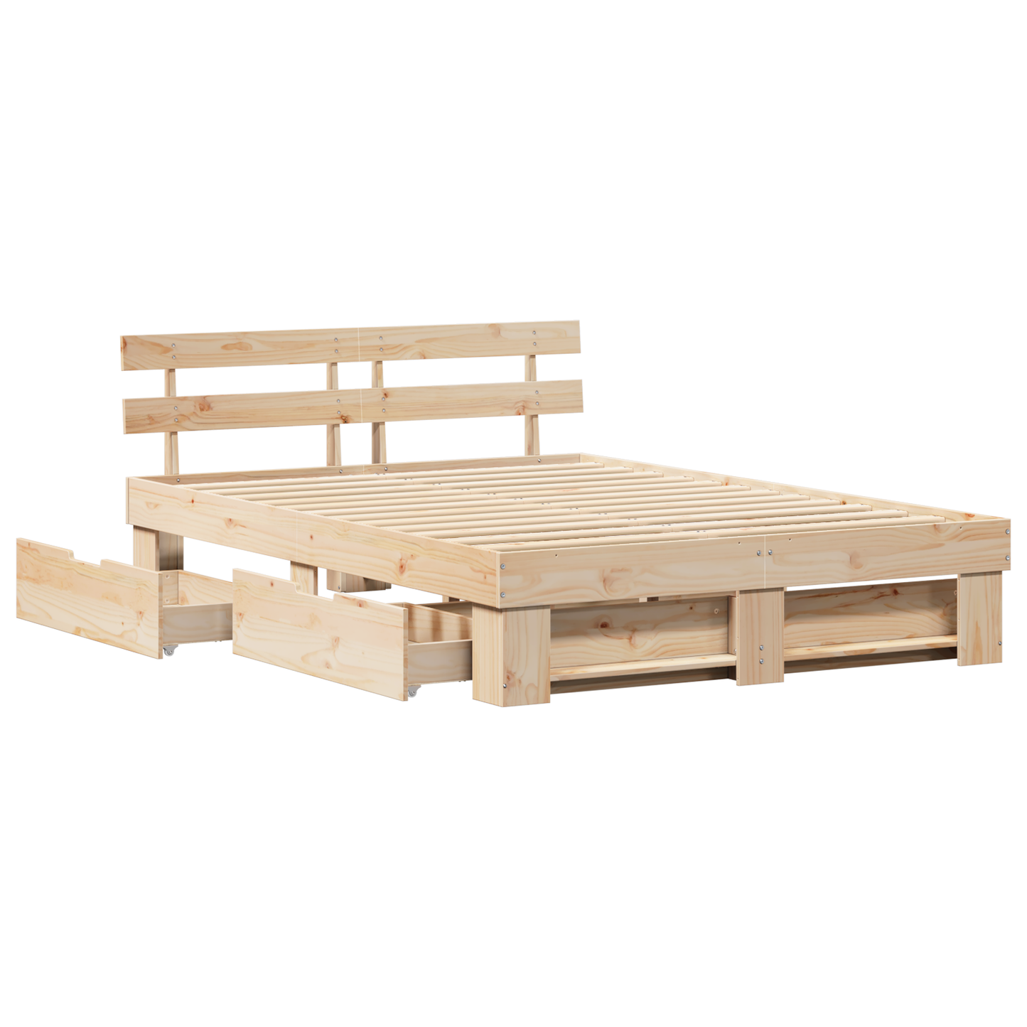 Sengestamme med hodegjerde Brun 150 x 200 cm Massiv furu