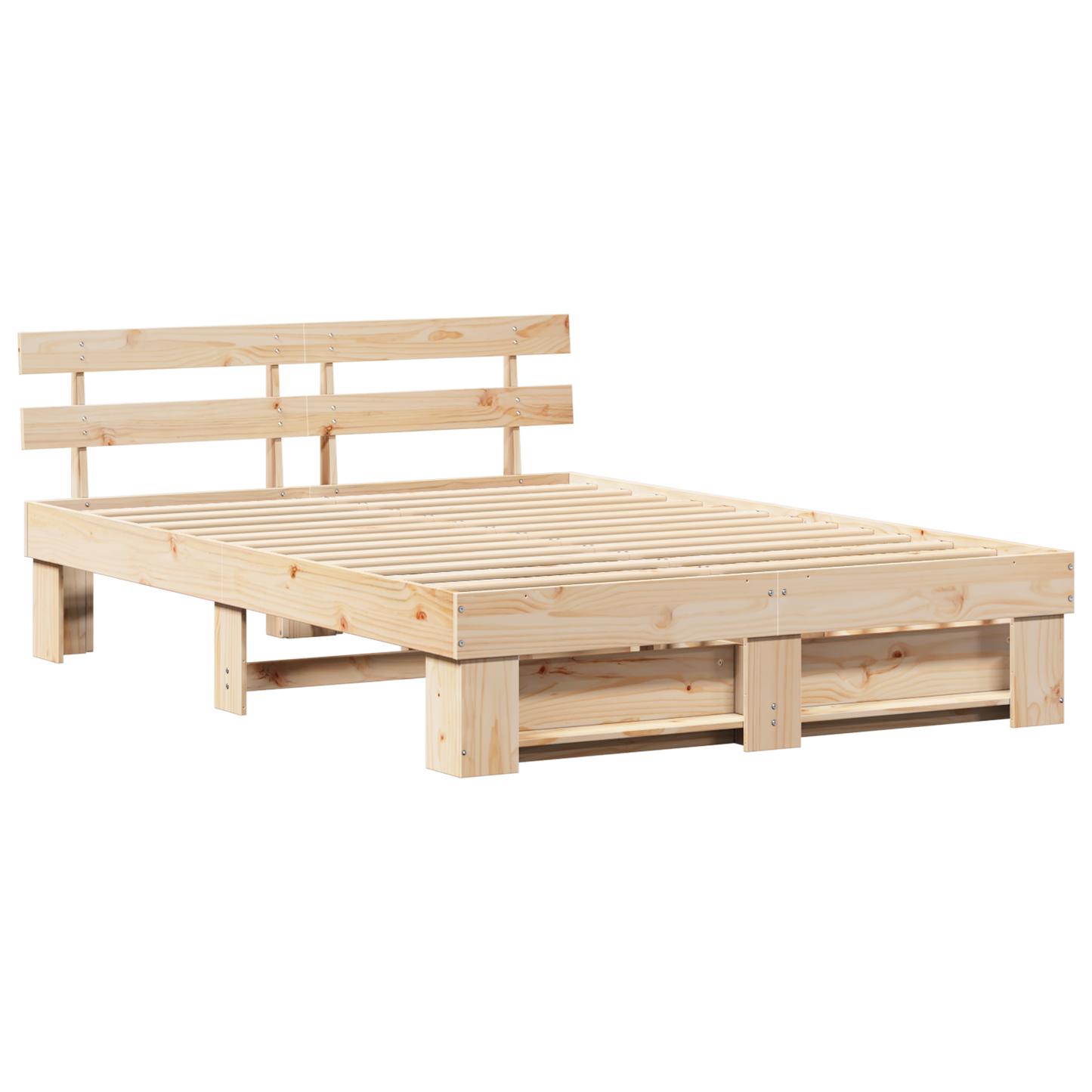 Sengestamme med hodegjerde Brun 150 x 200 cm Massiv furu