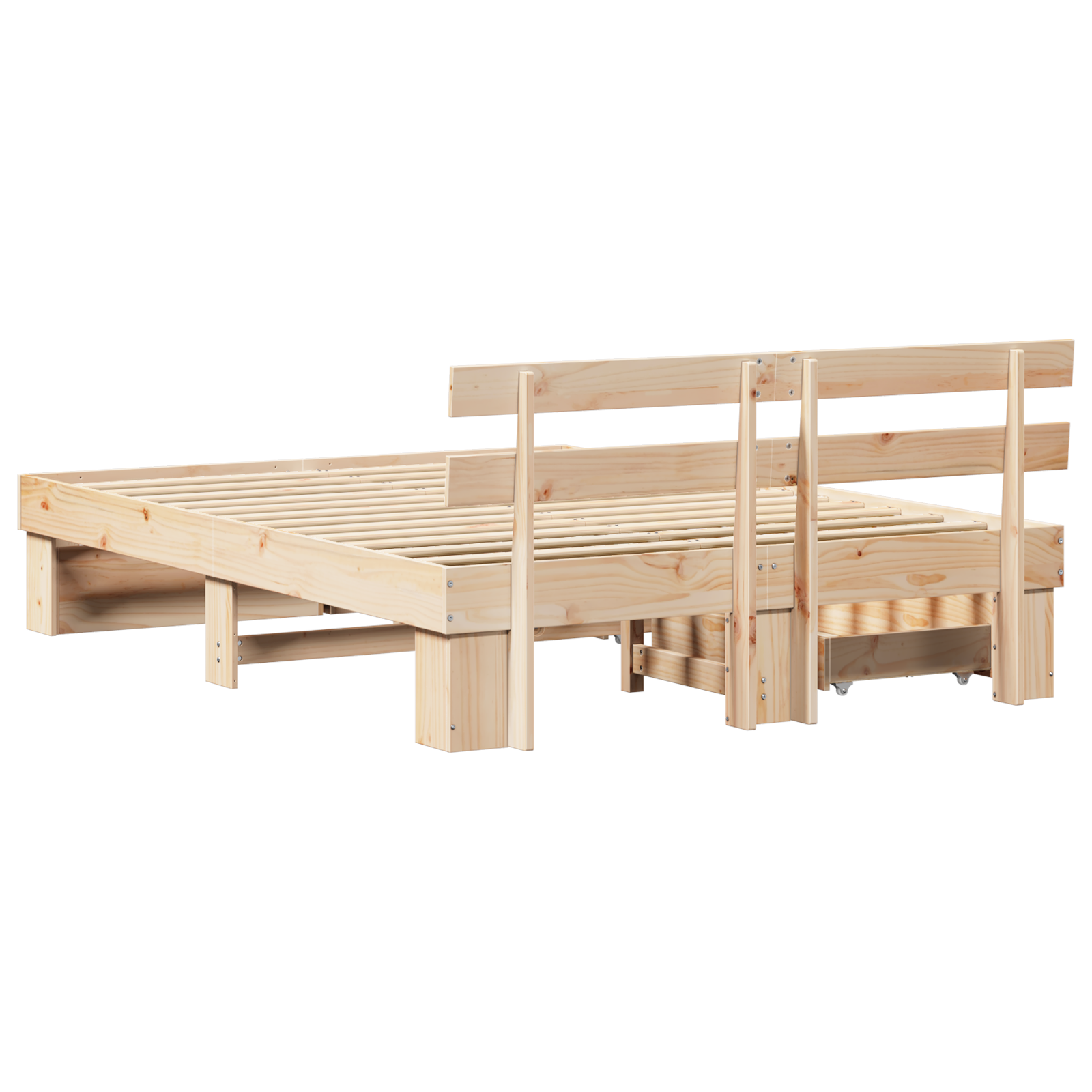 Sengestamme med hodegjerde Brun 150 x 200 cm Massiv furu