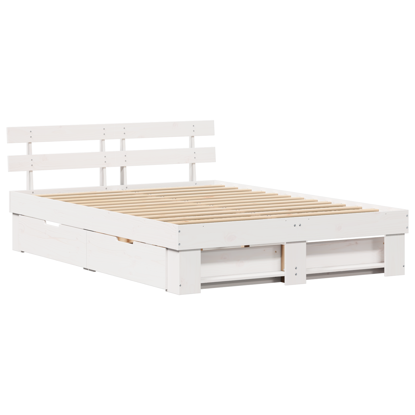 Sengestamme med hodegjerde Hvit 150 x 200 cm Massiv furu