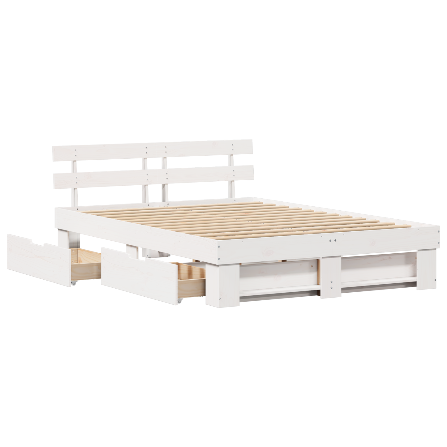 Sengestamme med hodegjerde Hvit 150 x 200 cm Massiv furu