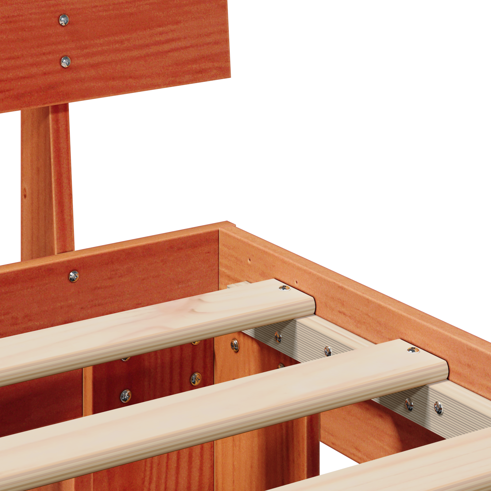 Sengestamme med hodegjerde Vokset Brun 120 x 190 cm Massiv furu