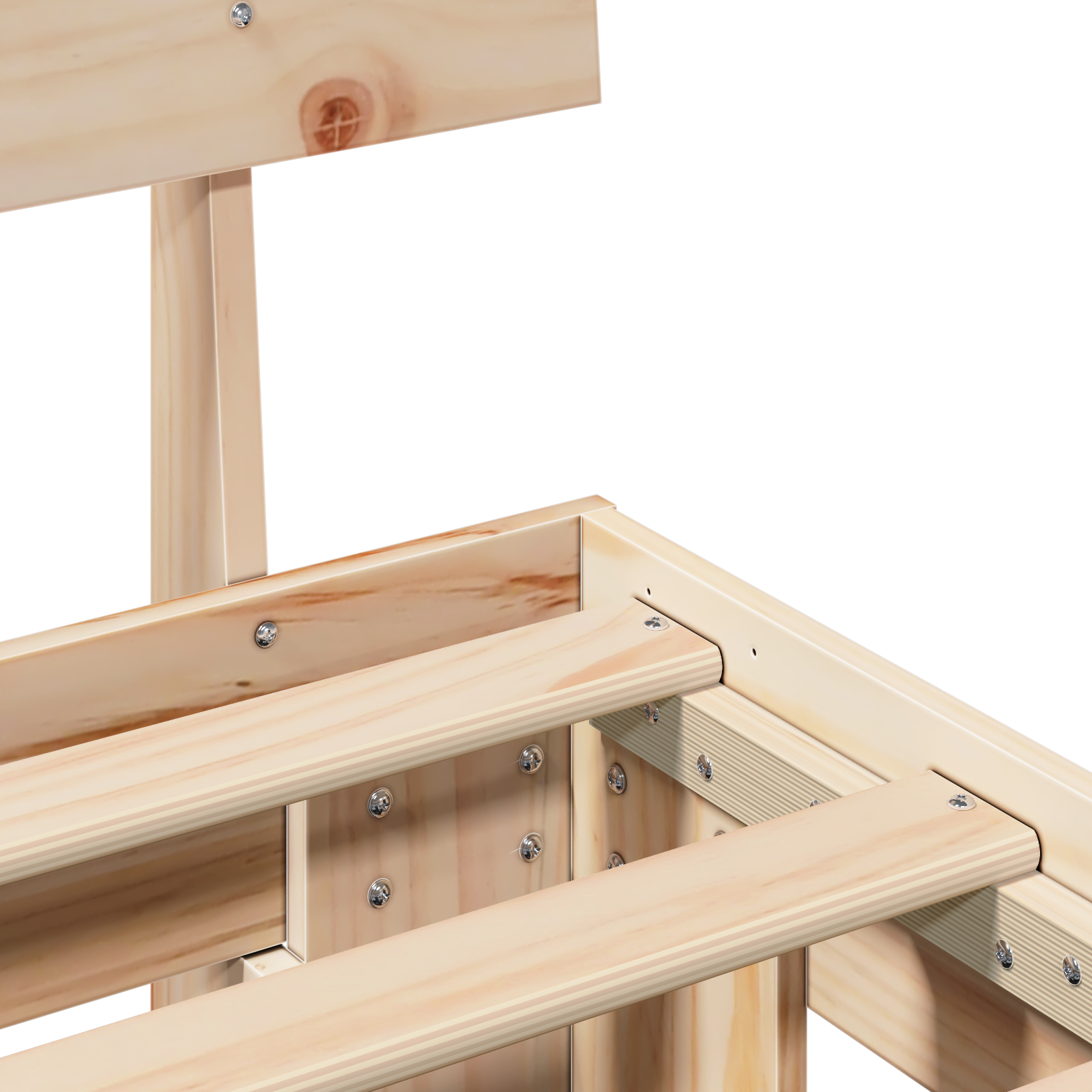 Sengestamme med hodegjerde Brun 200 x 200 cm Massiv furu