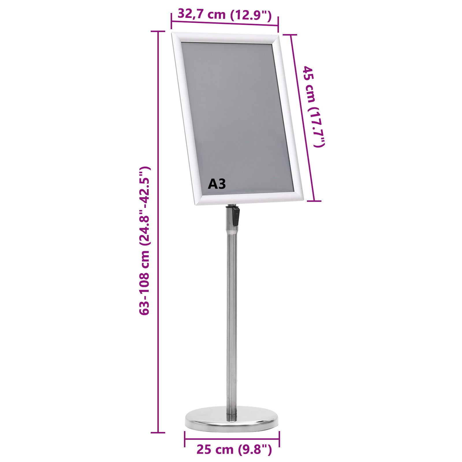 Plakatstativer 2 pcs sølv 45 x 33 x 88 cm Aluminiumlegering