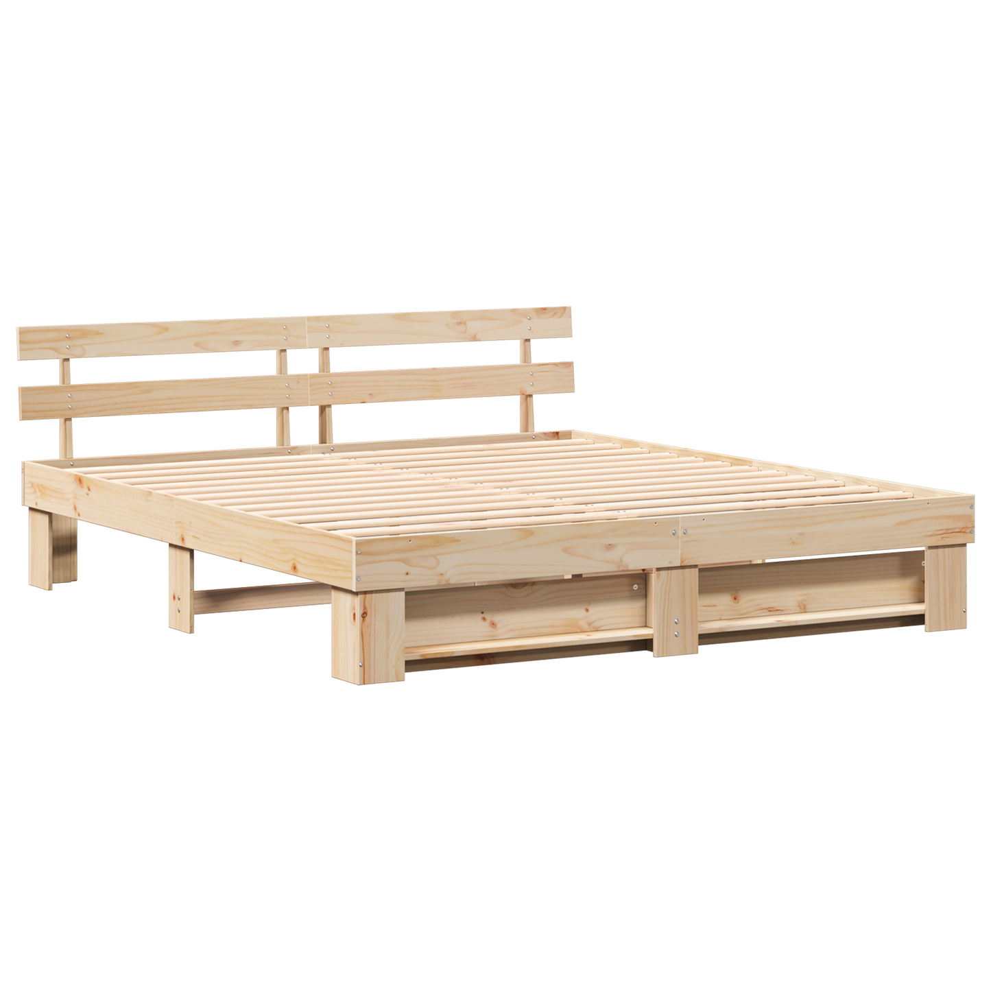 Sengestamme med hodegjerde Brun 200 x 200 cm Massiv furu