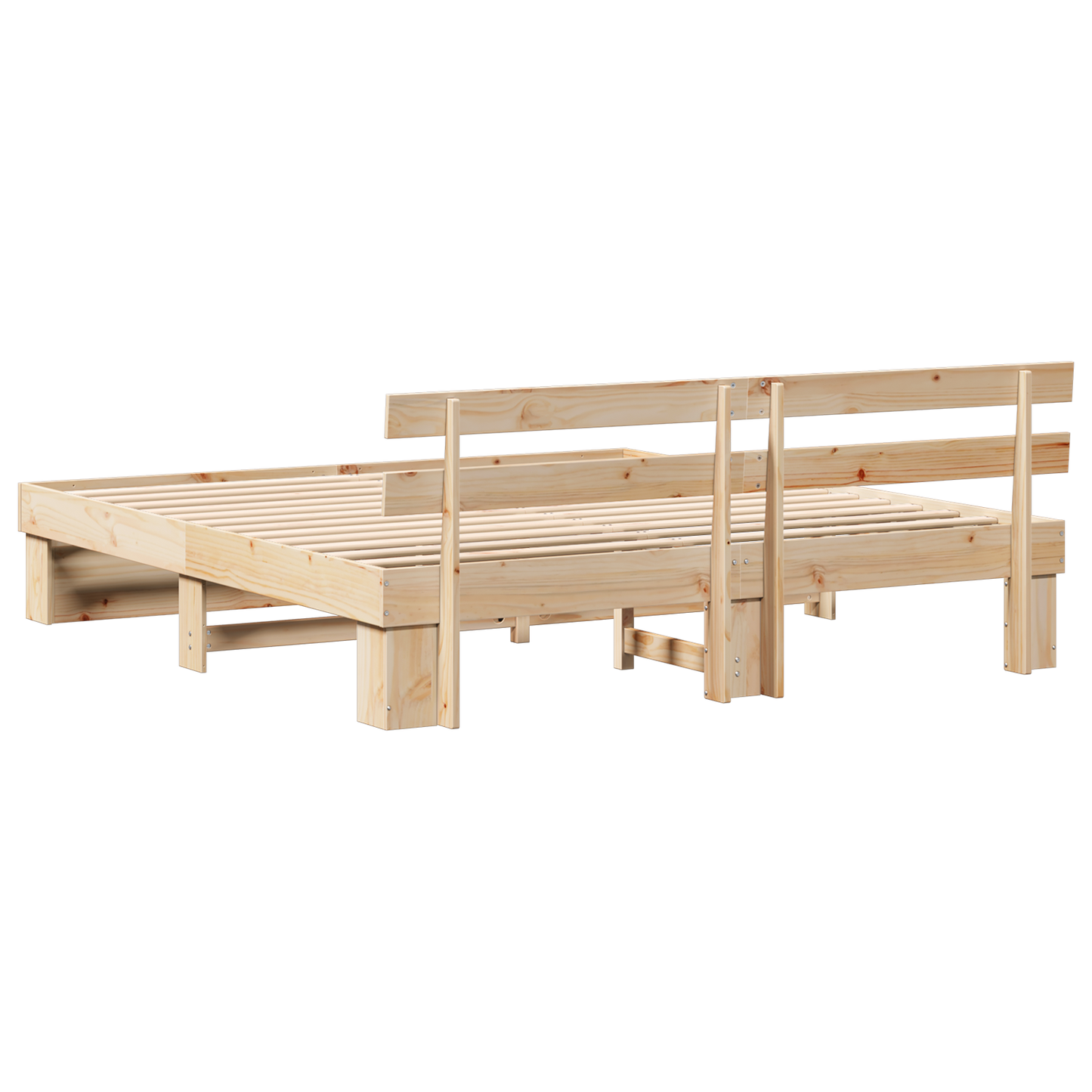 Sengestamme med hodegjerde Brun 200 x 200 cm Massiv furu