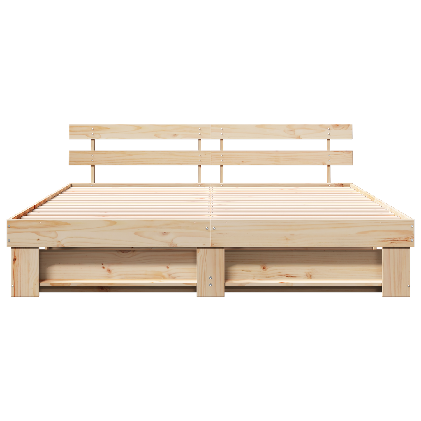 Sengestamme med hodegjerde Brun 200 x 200 cm Massiv furu