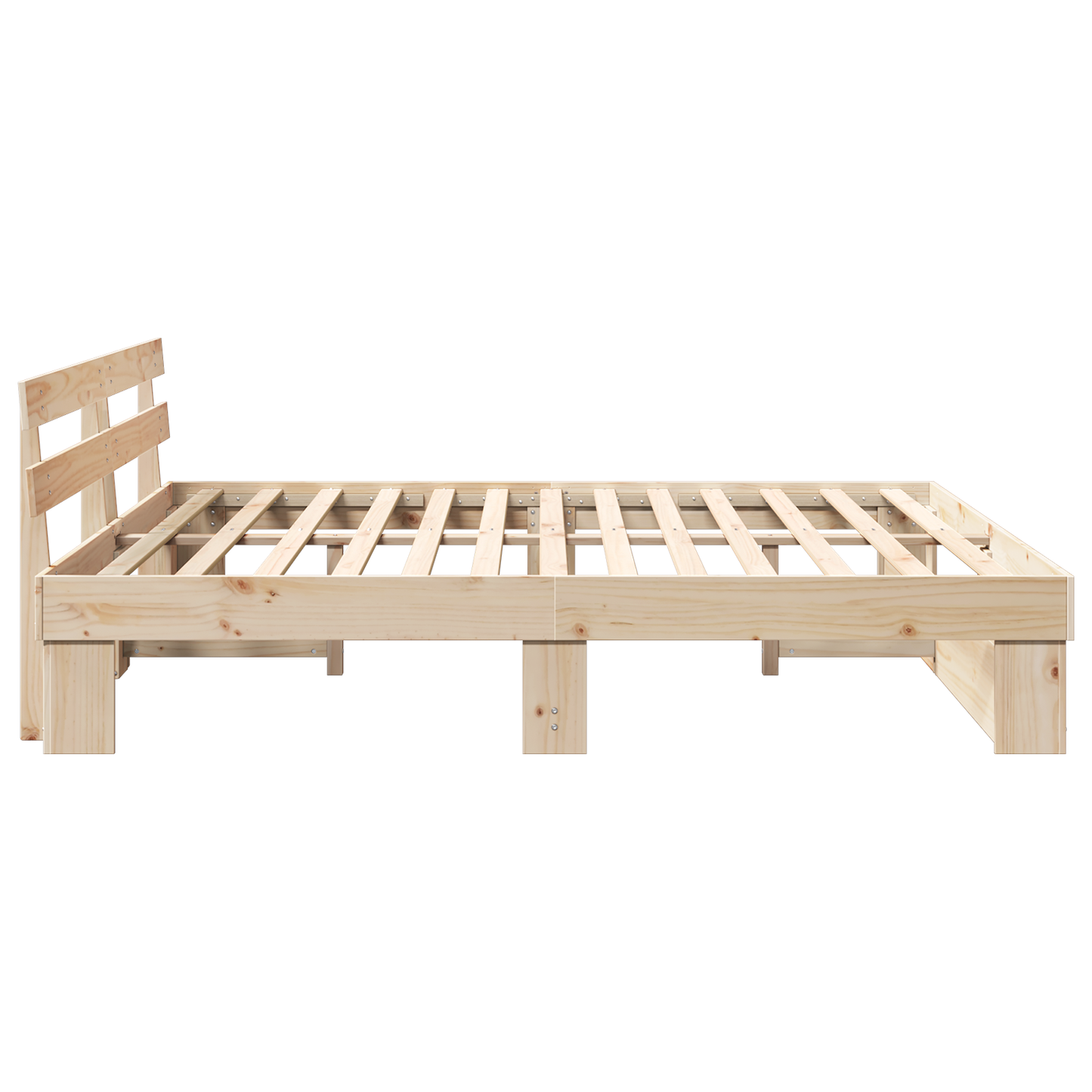 Sengestamme med hodegjerde Brun 200 x 200 cm Massiv furu