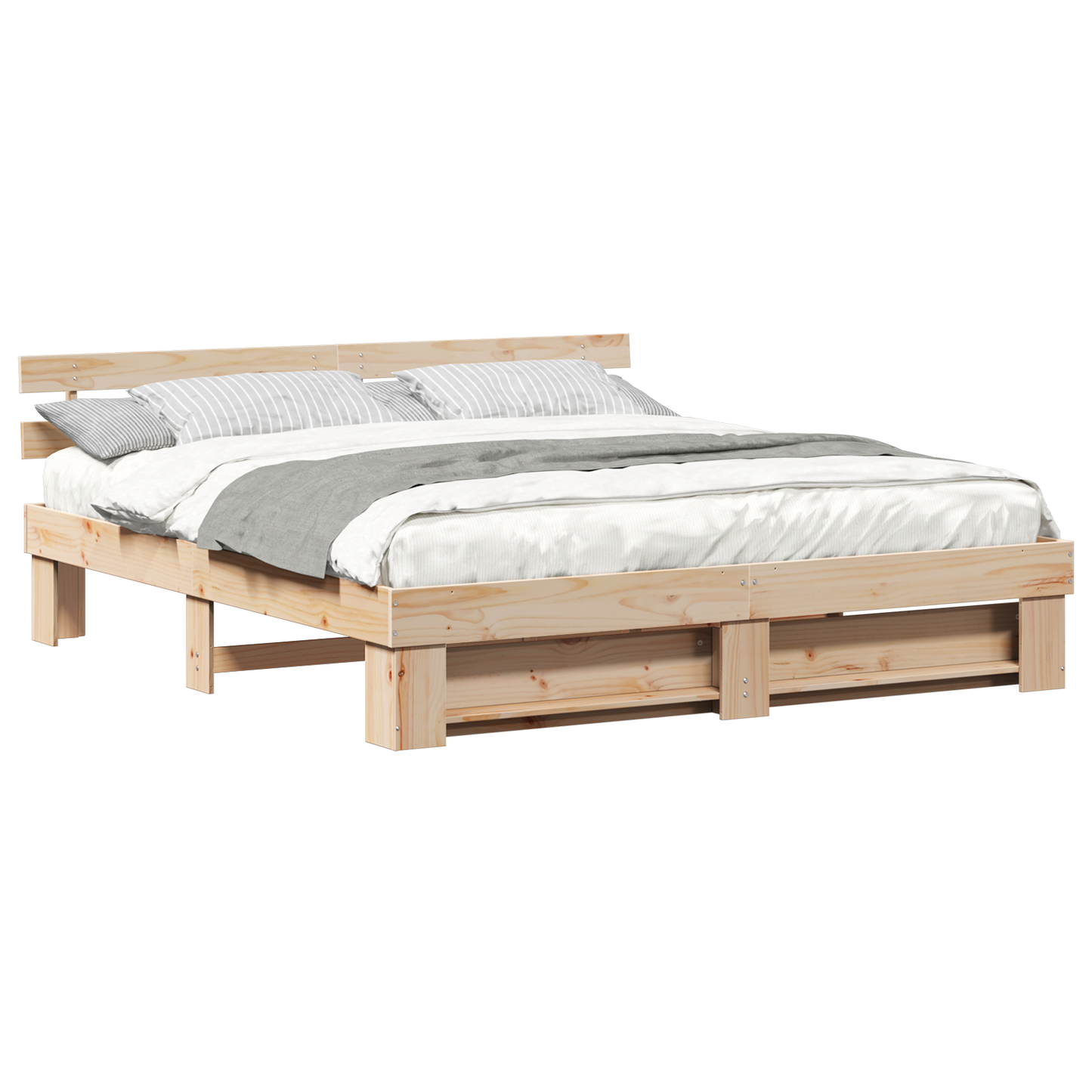 Sengestamme med hodegjerde Brun 200 x 200 cm Massiv furu