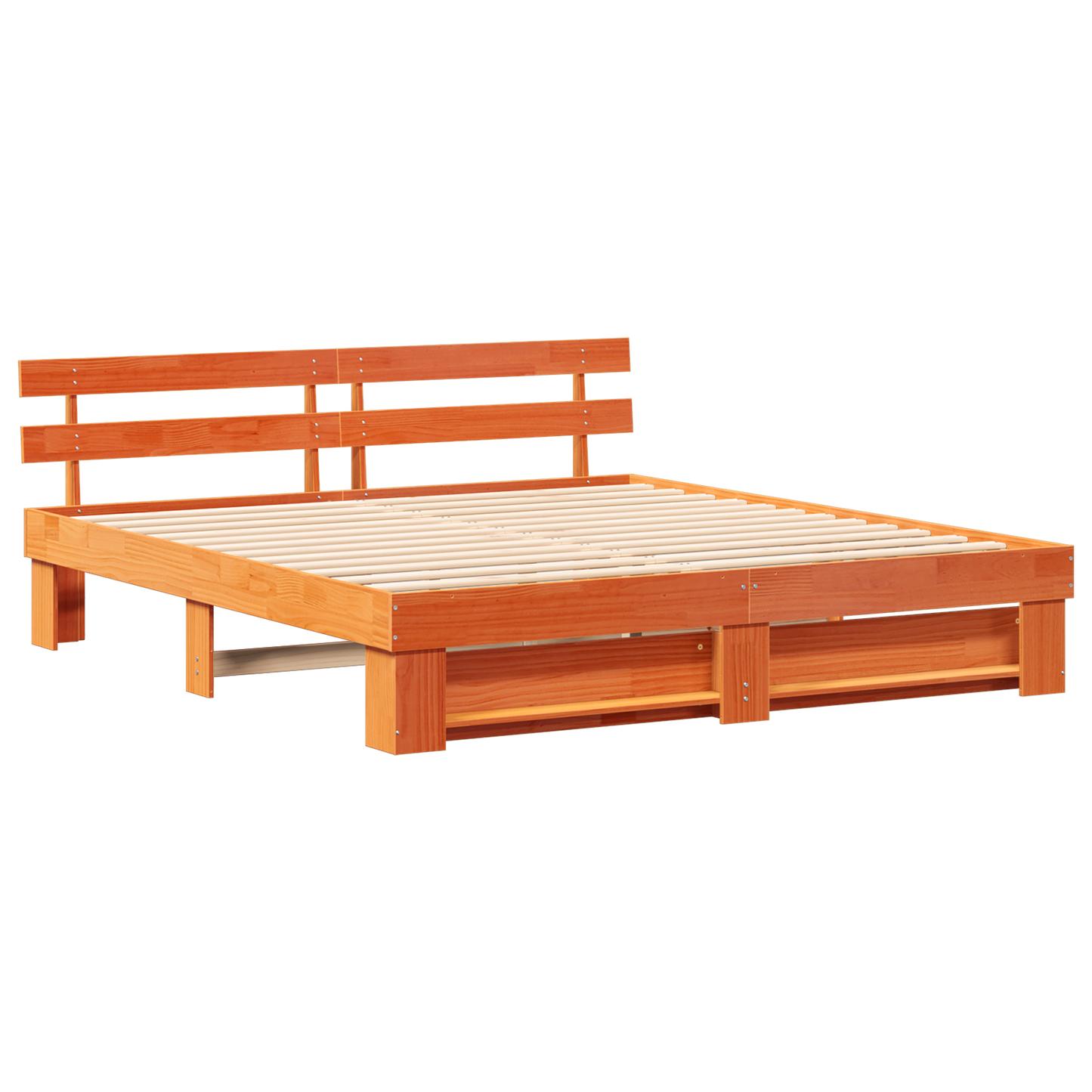 Sengestamme med hodegjerde Brun 200 x 200 cm Massiv furu