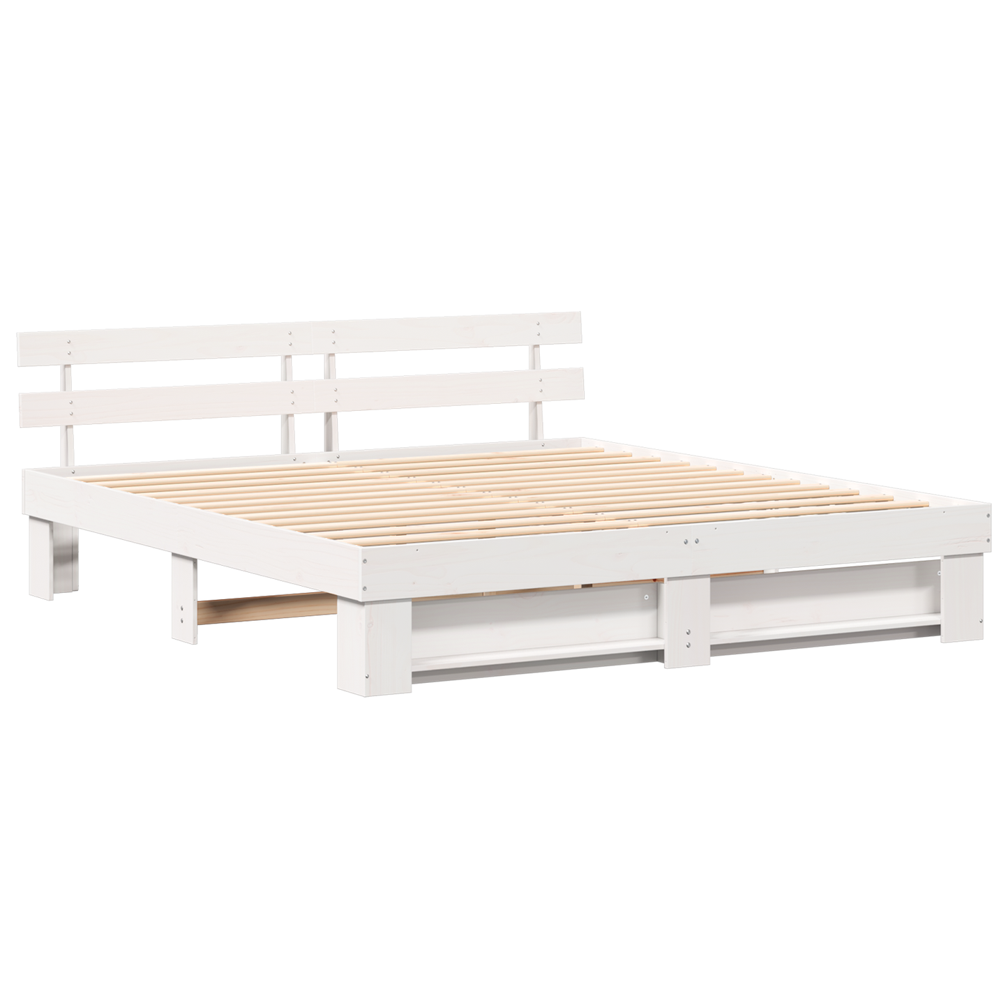 Sengestamme med hodegjerde Hvit 180 x 200 cm Massiv furu