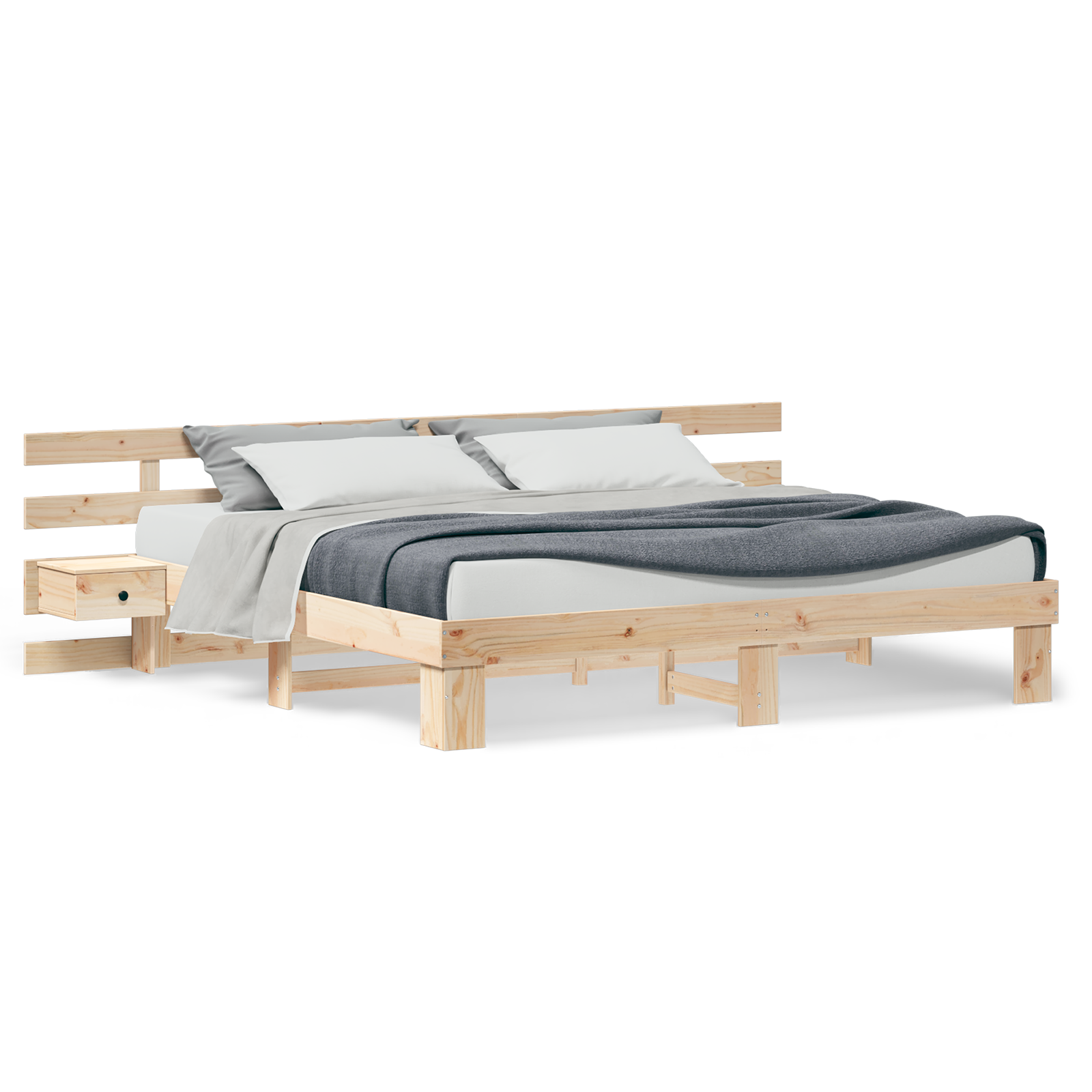 Sengestamme med hodegjerde Brun 200 x 200 cm Massiv furu