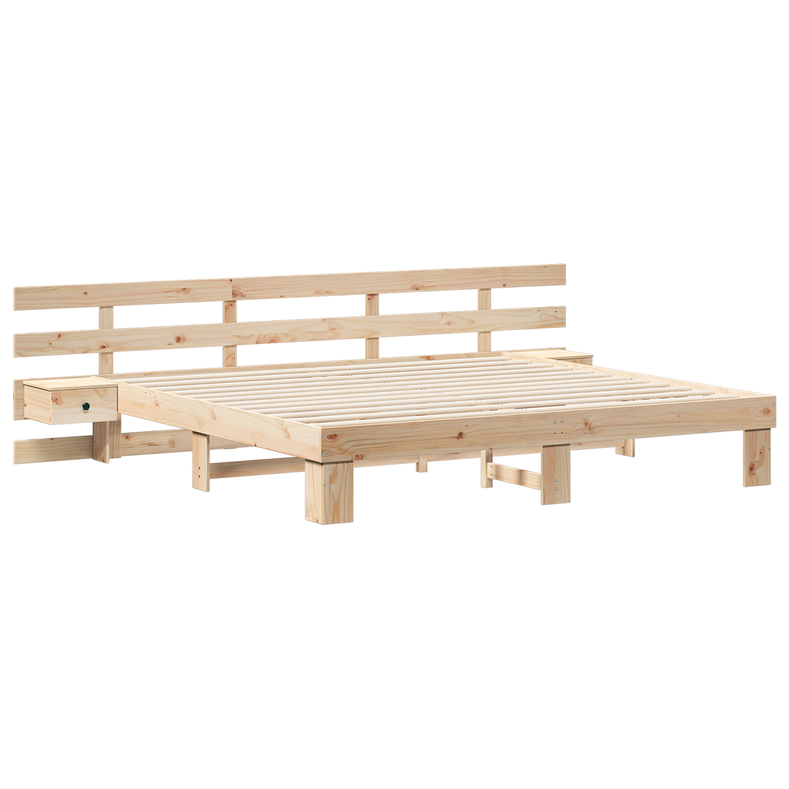 Sengestamme med hodegjerde Brun 200 x 200 cm Massiv furu