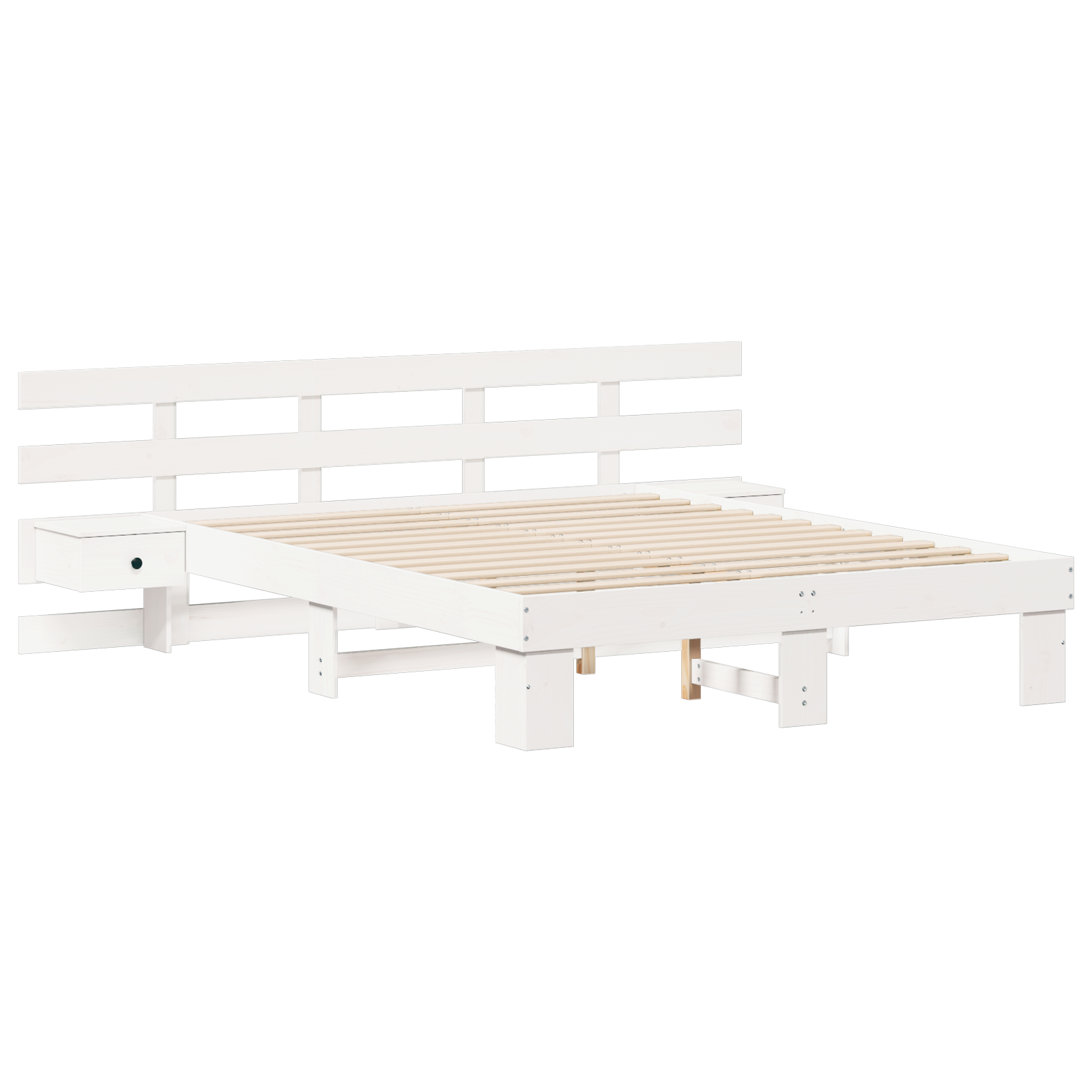 Sengestamme med hodegjerde Hvit 160 x 200 cm Massiv furu