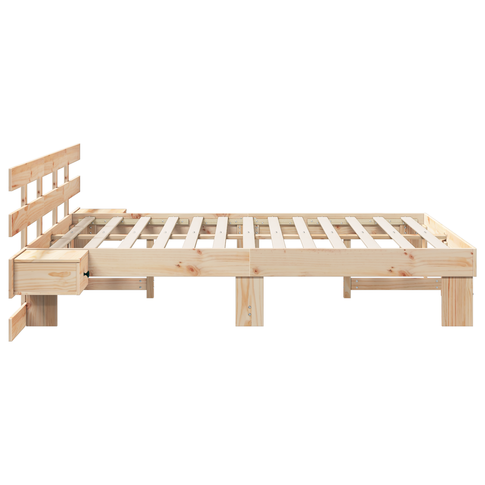 Sengestamme med hodegjerde Brun 150 x 200 cm Massiv furu