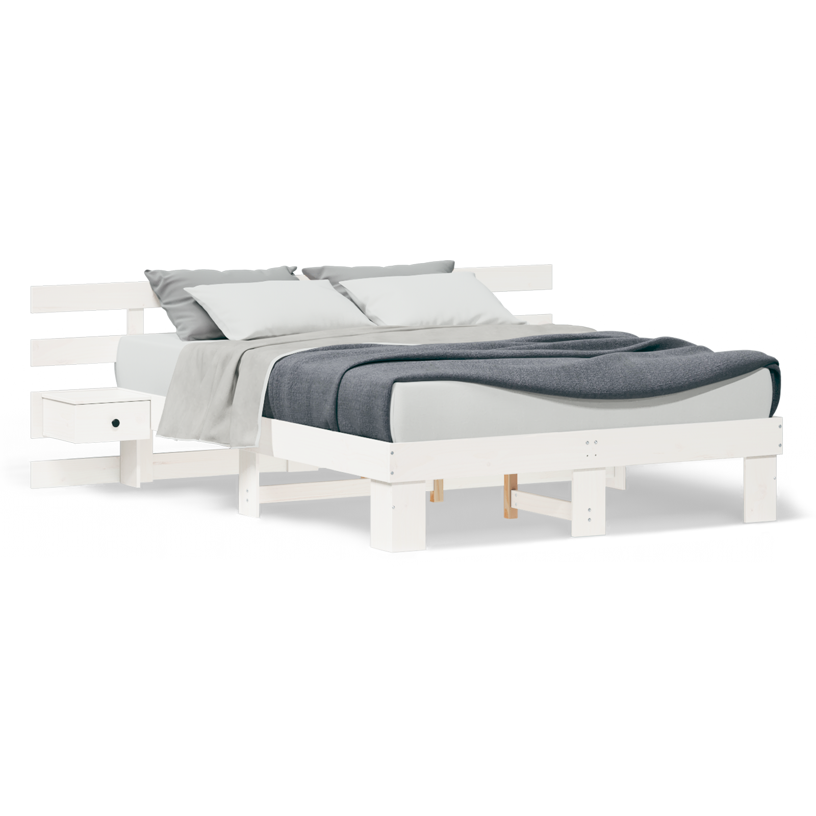 Sengestamme med hodegjerde Hvit 140 x 200 cm Massiv furu