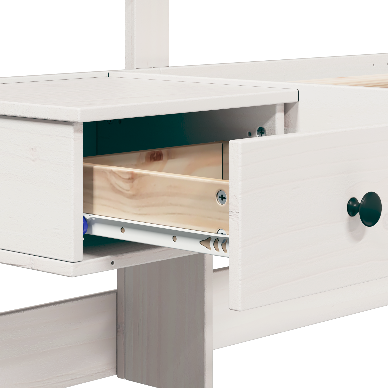 Sengestamme med hodegjerde Hvit 135 x 190 cm Massiv furu