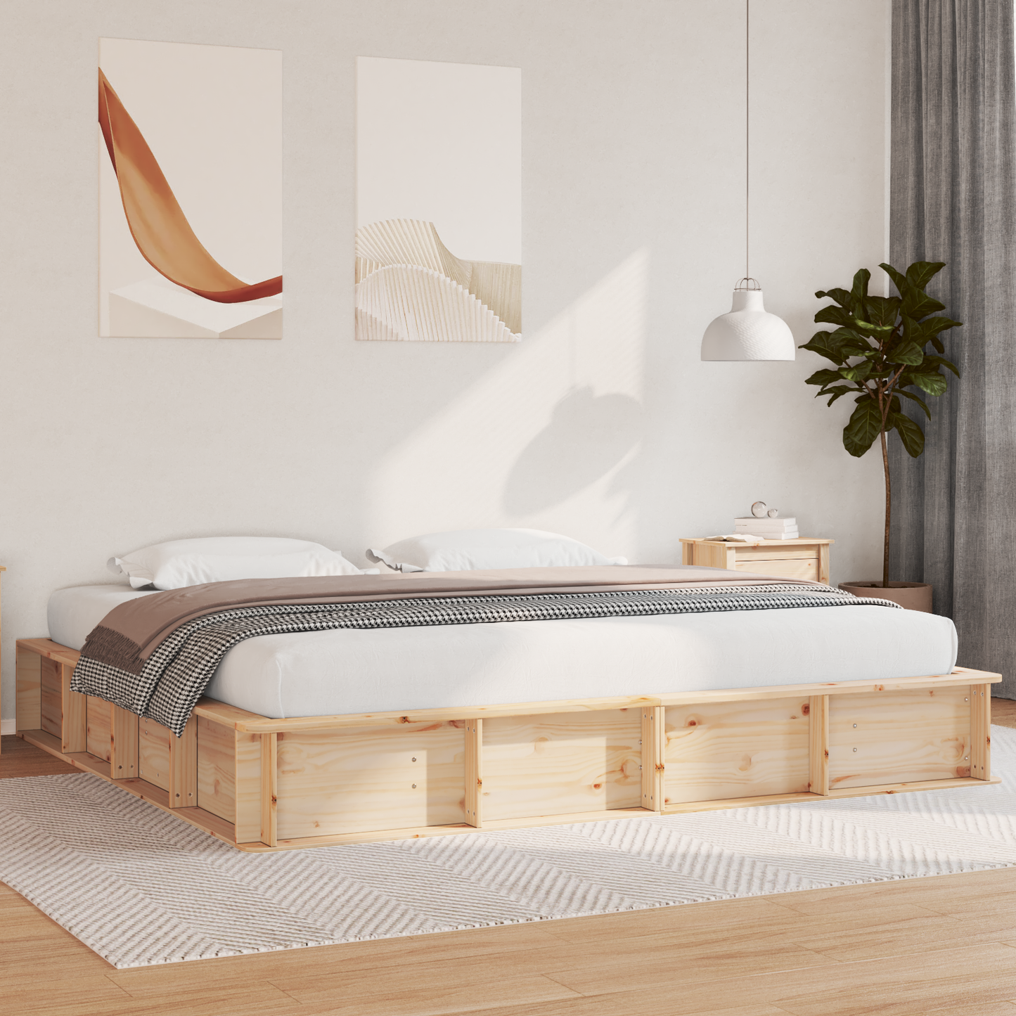 Sengestamme Brun 200 x 200 cm Massiv furu