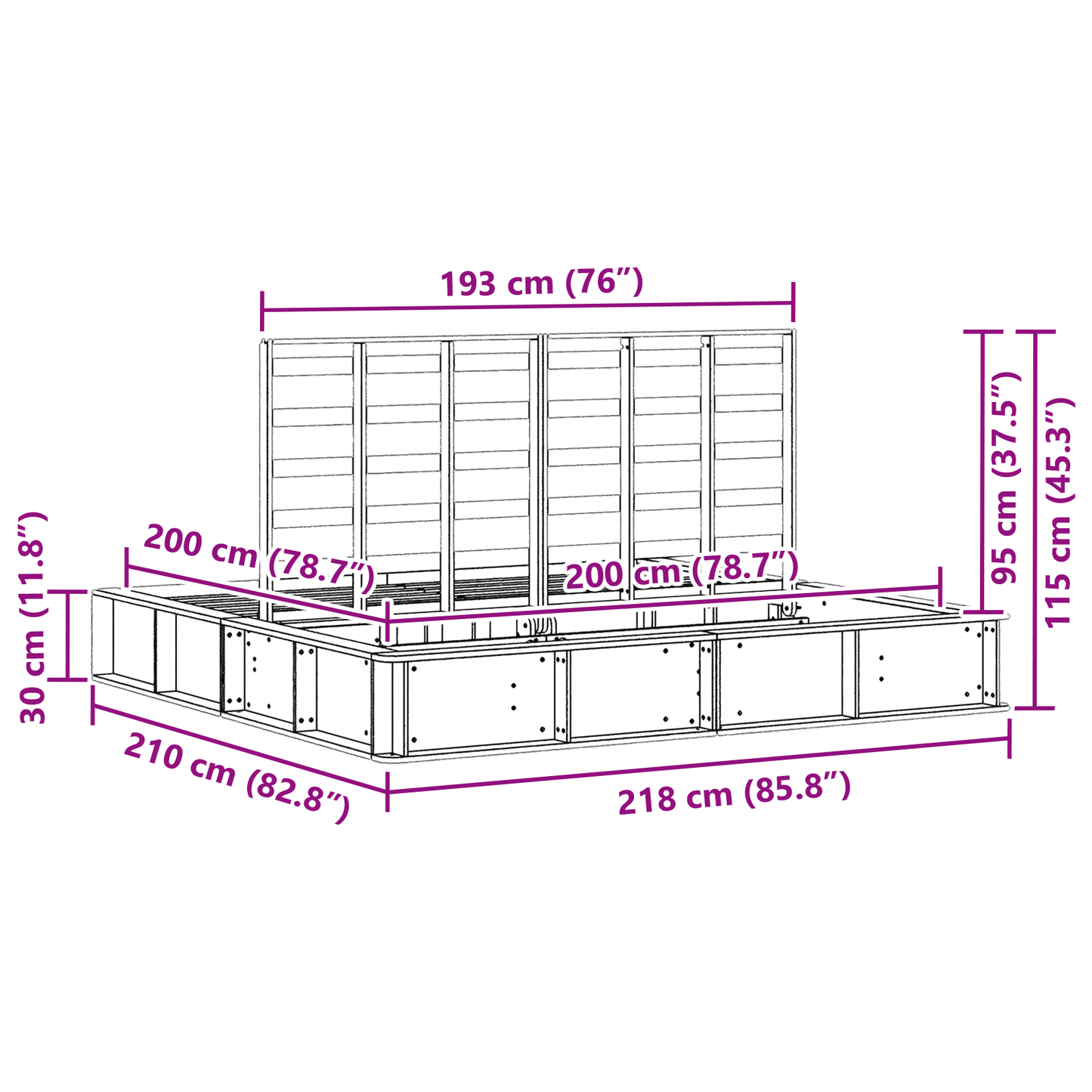 Sengestamme Brun 200 x 200 cm Massiv furu